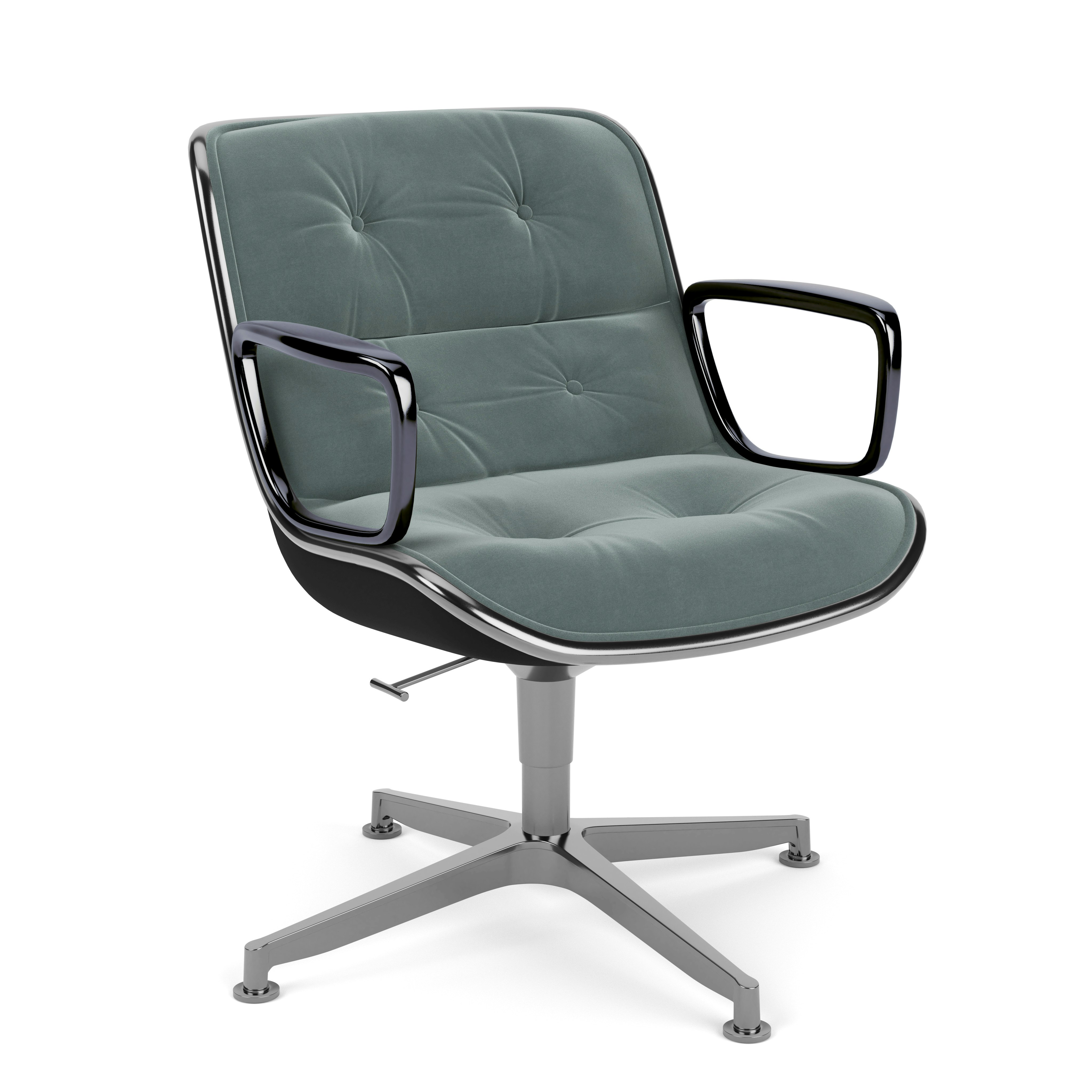 PollPollock Executive Armchair - 4 Star, Polished Aluminum, Knoll Velvet,  Swanock Executive Armchair - 4 Star; Polished Aluminum; Knoll Velvet; Swan