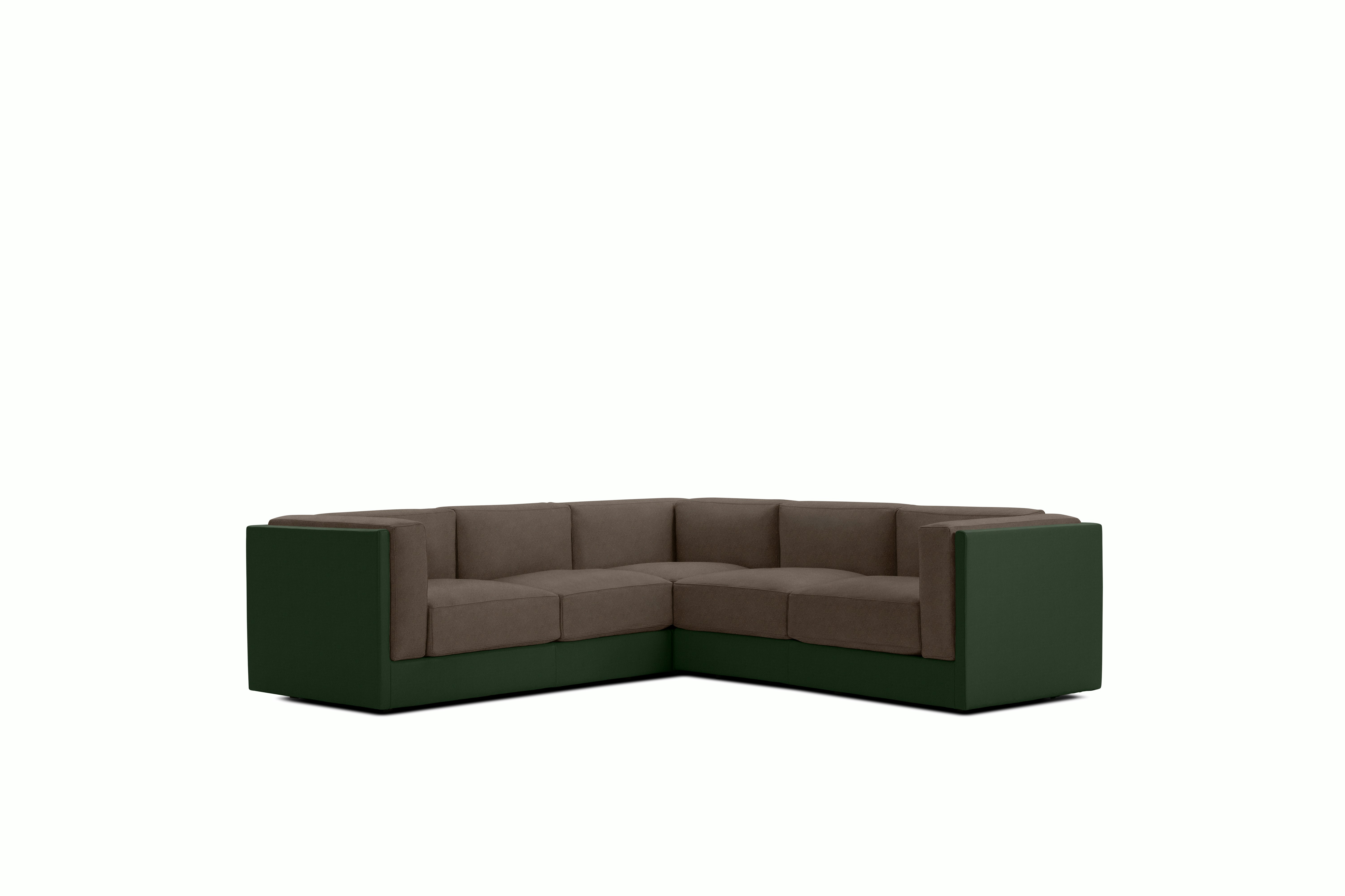 Symme Corner Sectional - Leather Frame,  Prone Leather,  Vine,  Pecora,  Chocolate