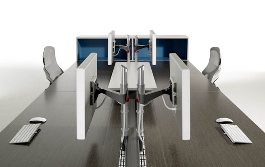 Sapper Monitor Arm mounted to Antenna Workspaces Big Table center beam