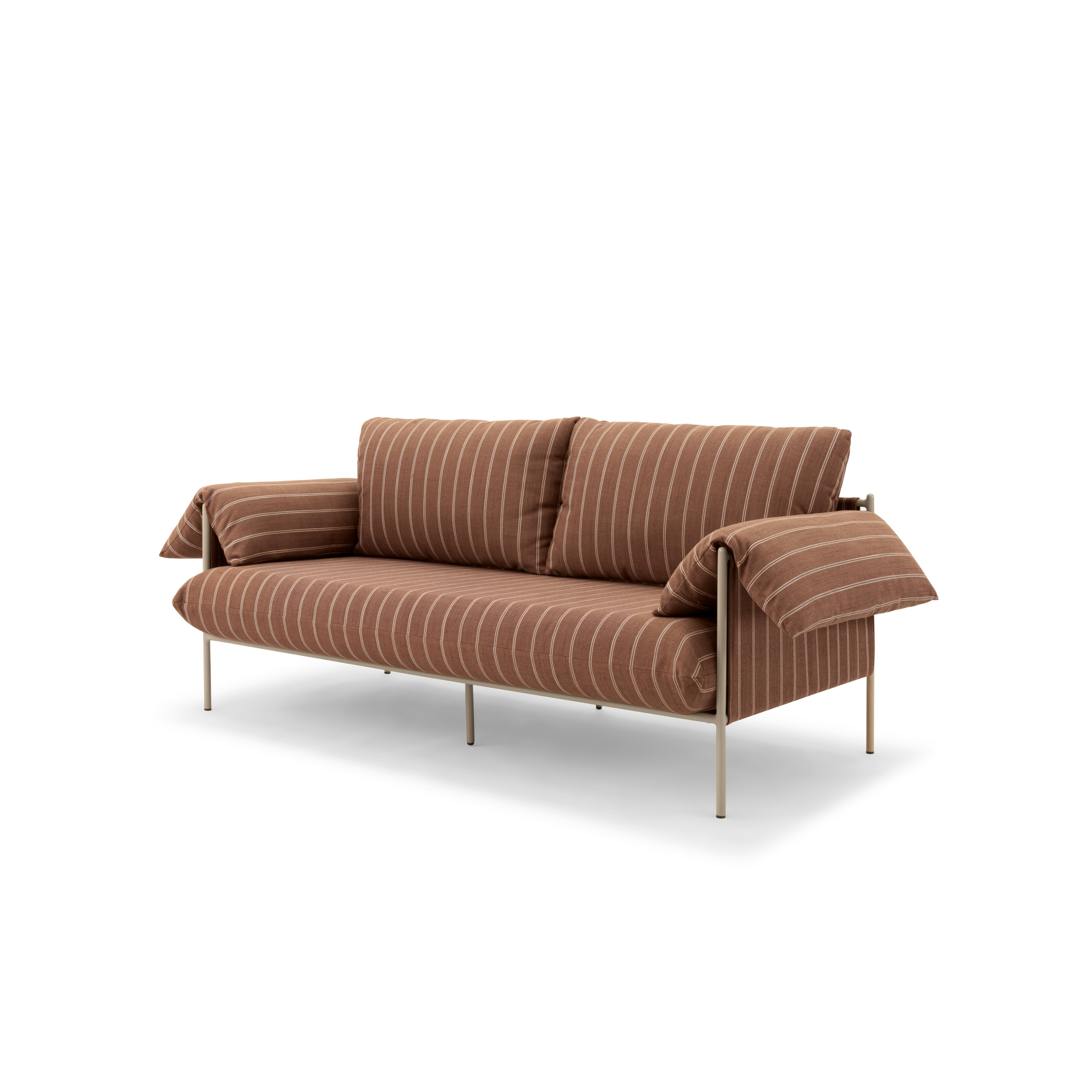 An Alva Outdoor Sofa in Terrarossa viewed from an angle