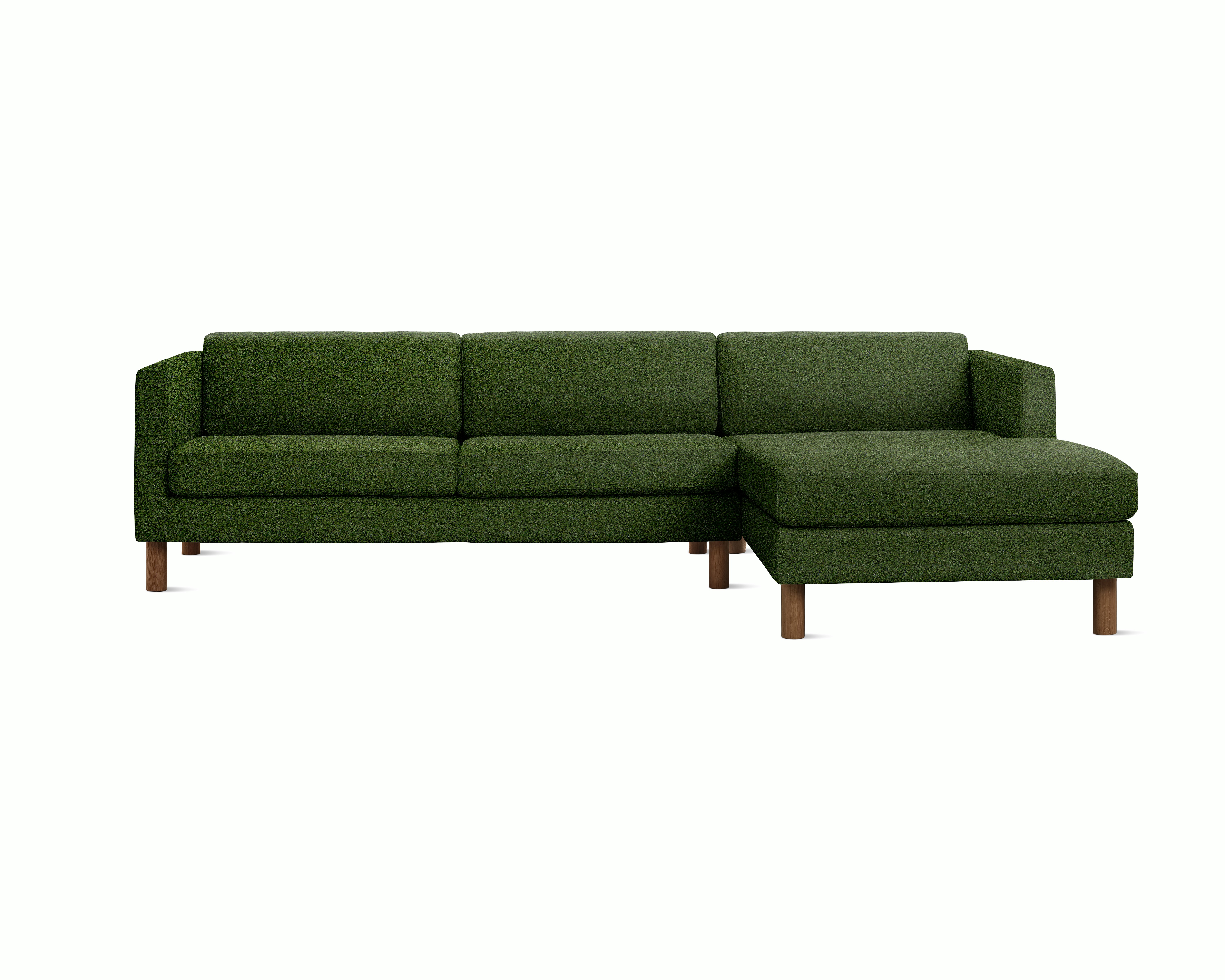 A Lispenard Chaise Sectional in Whim, Fir viewed from the front.