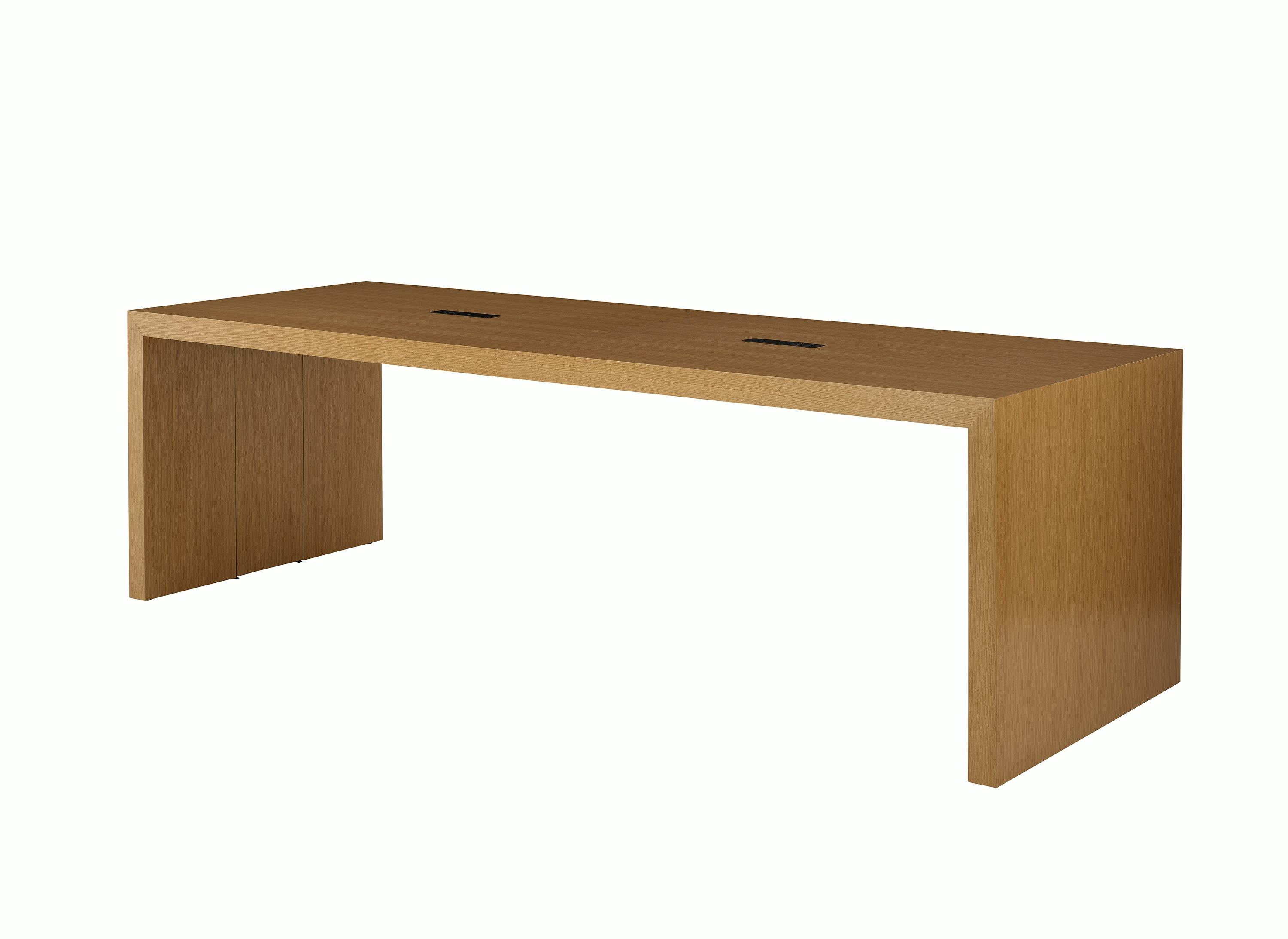 JD Waterfall Table in Oak Counter Height, full view.