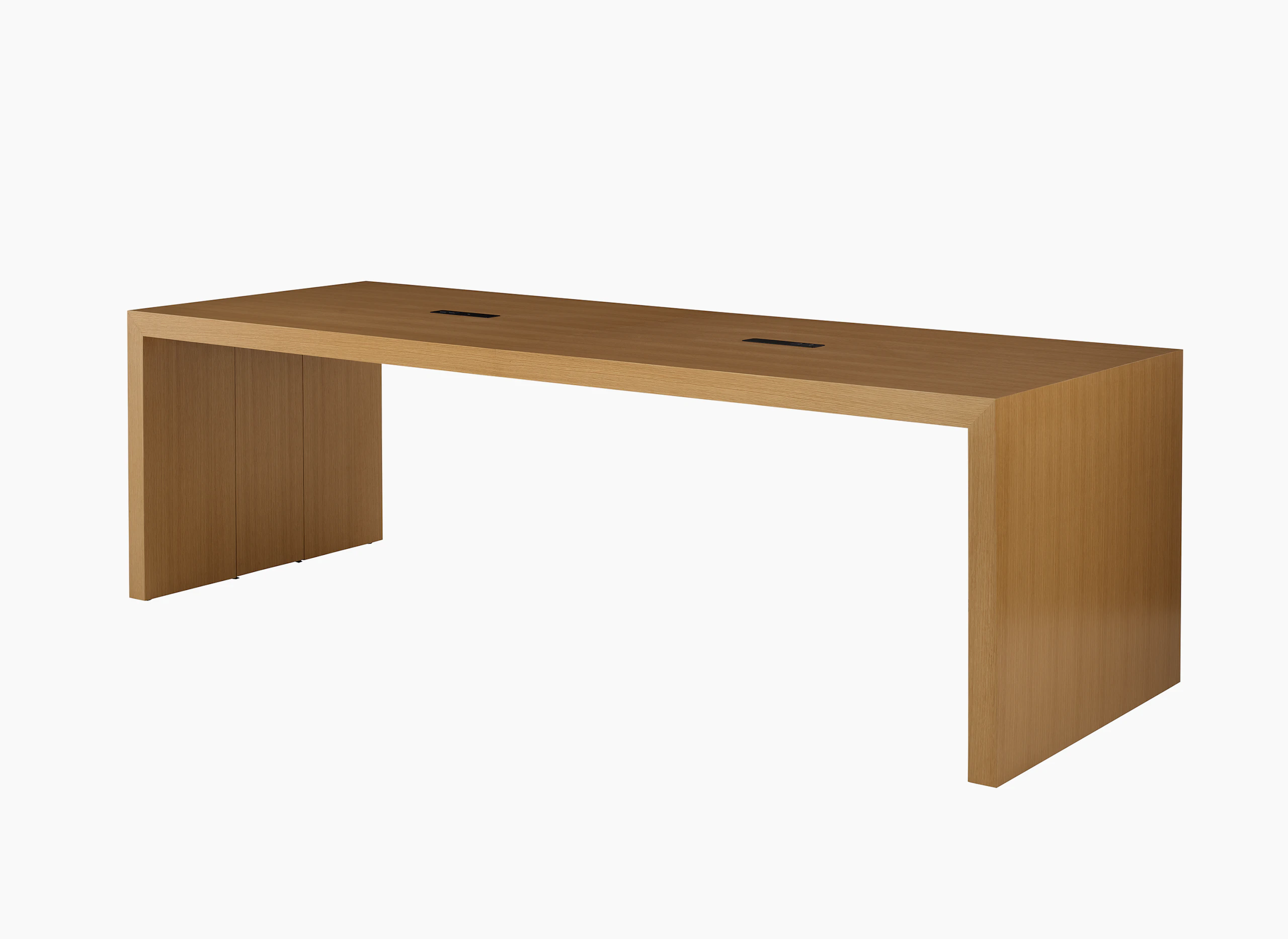 JD Waterfall Table in Oak Counter Height, full view.