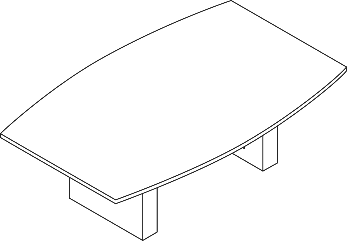 A line drawing - JD Conference Table | Boat Top | Rectangular Base