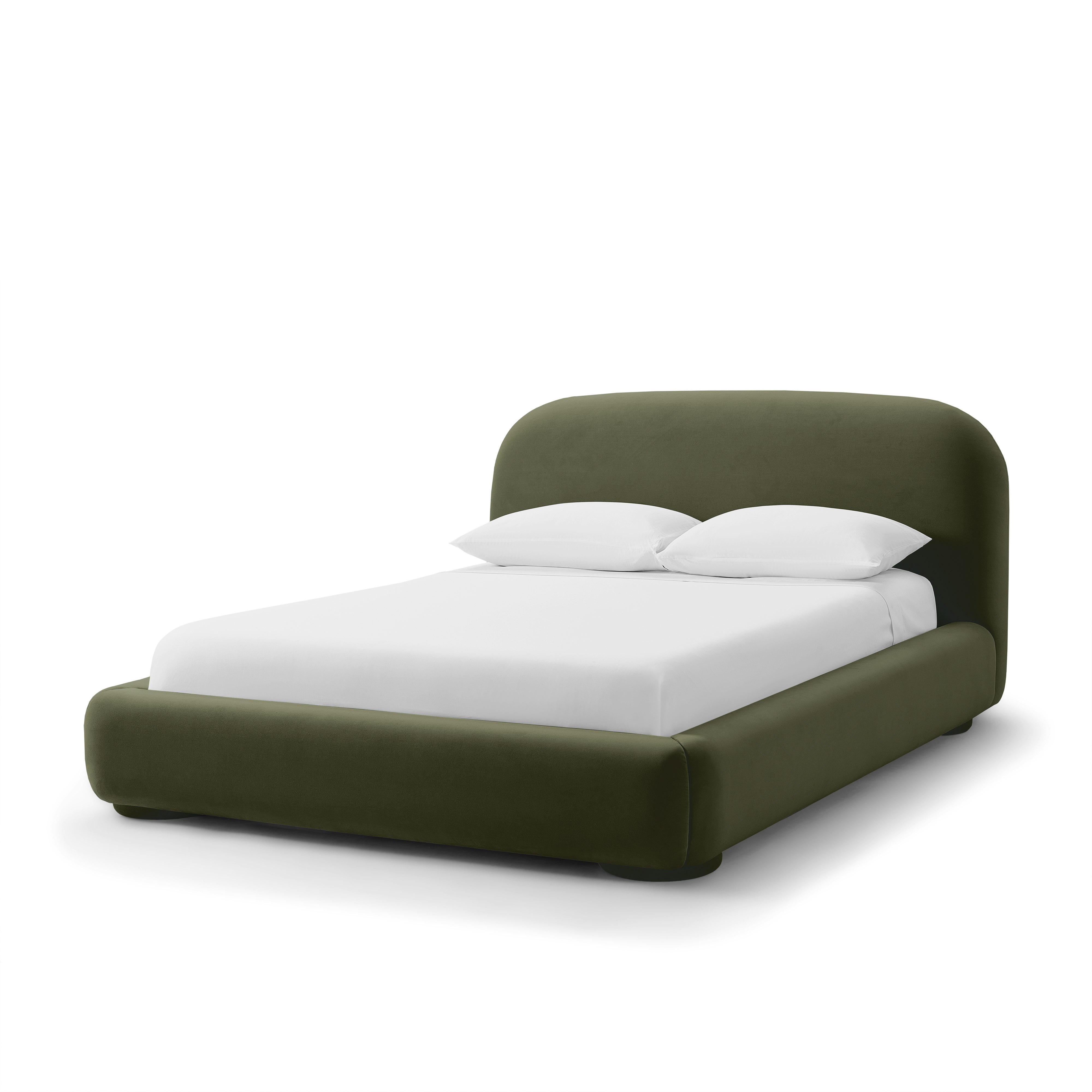 Lull Bed - King, Fixed, Fabric, SE Malibu Velvet, Matcha