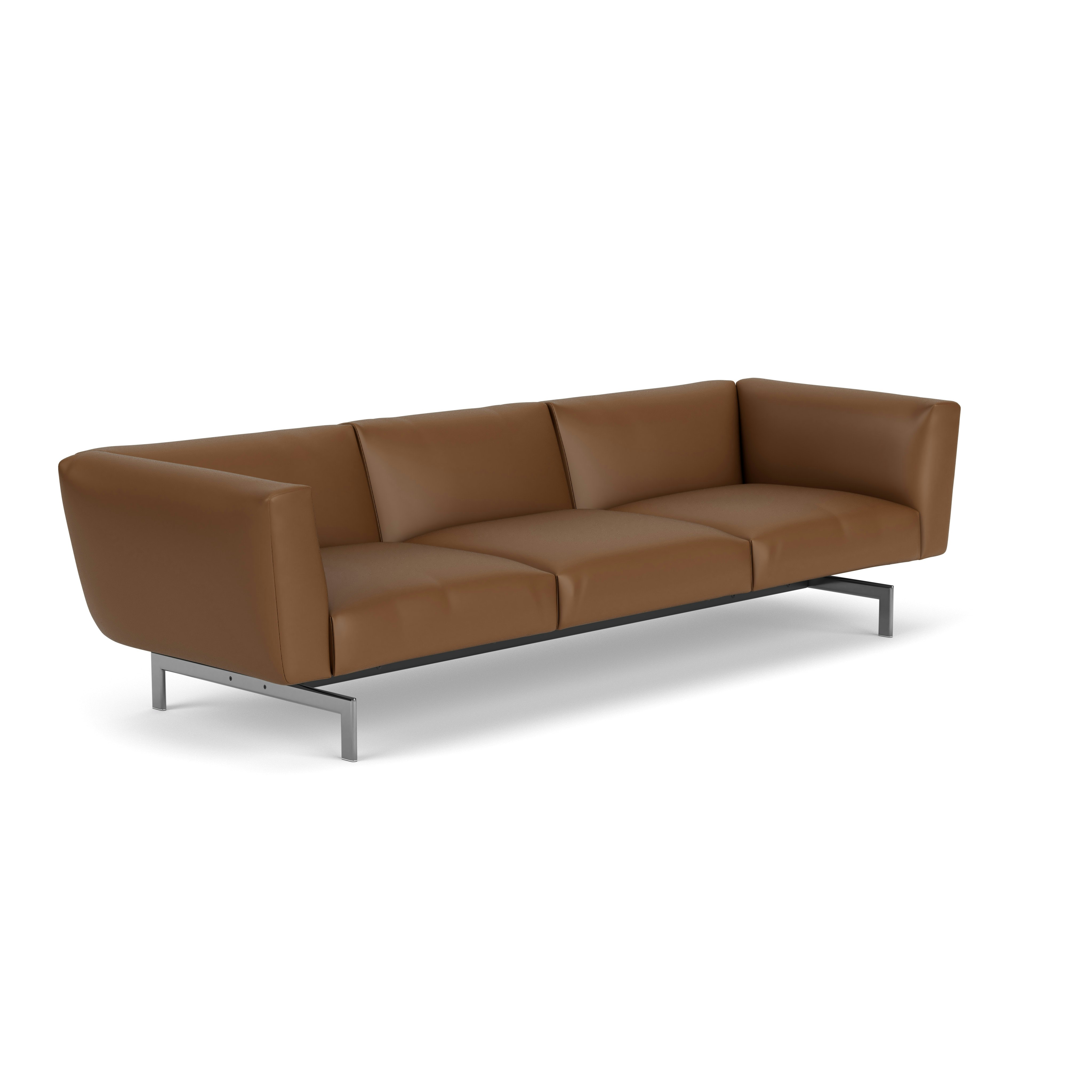 Avio Sofa - Three Seater, Volo Leather, Toast, Polished Chrome