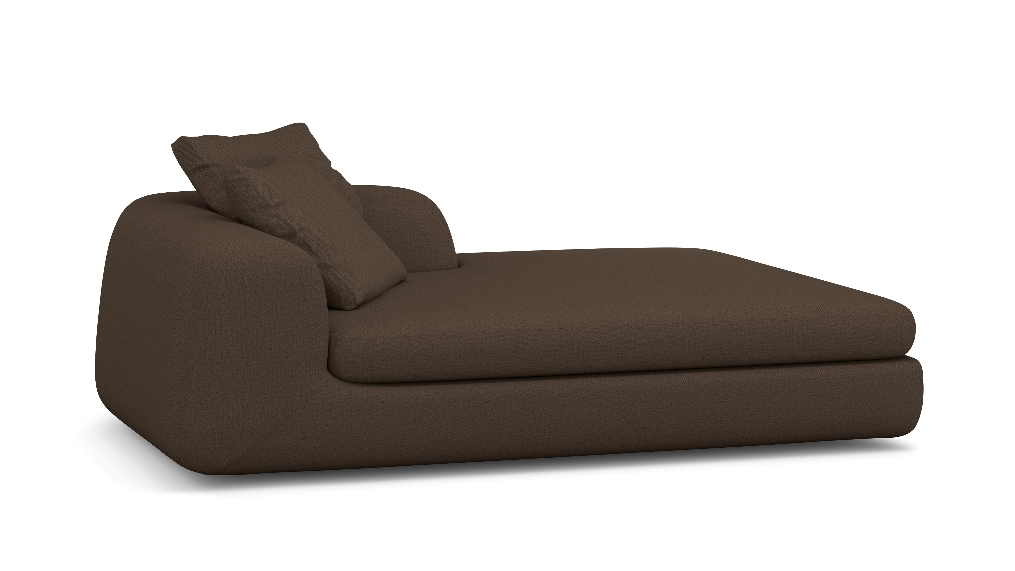 A Atlason Americano Wide Chaise Module in Chocolate Viewed from an angle.