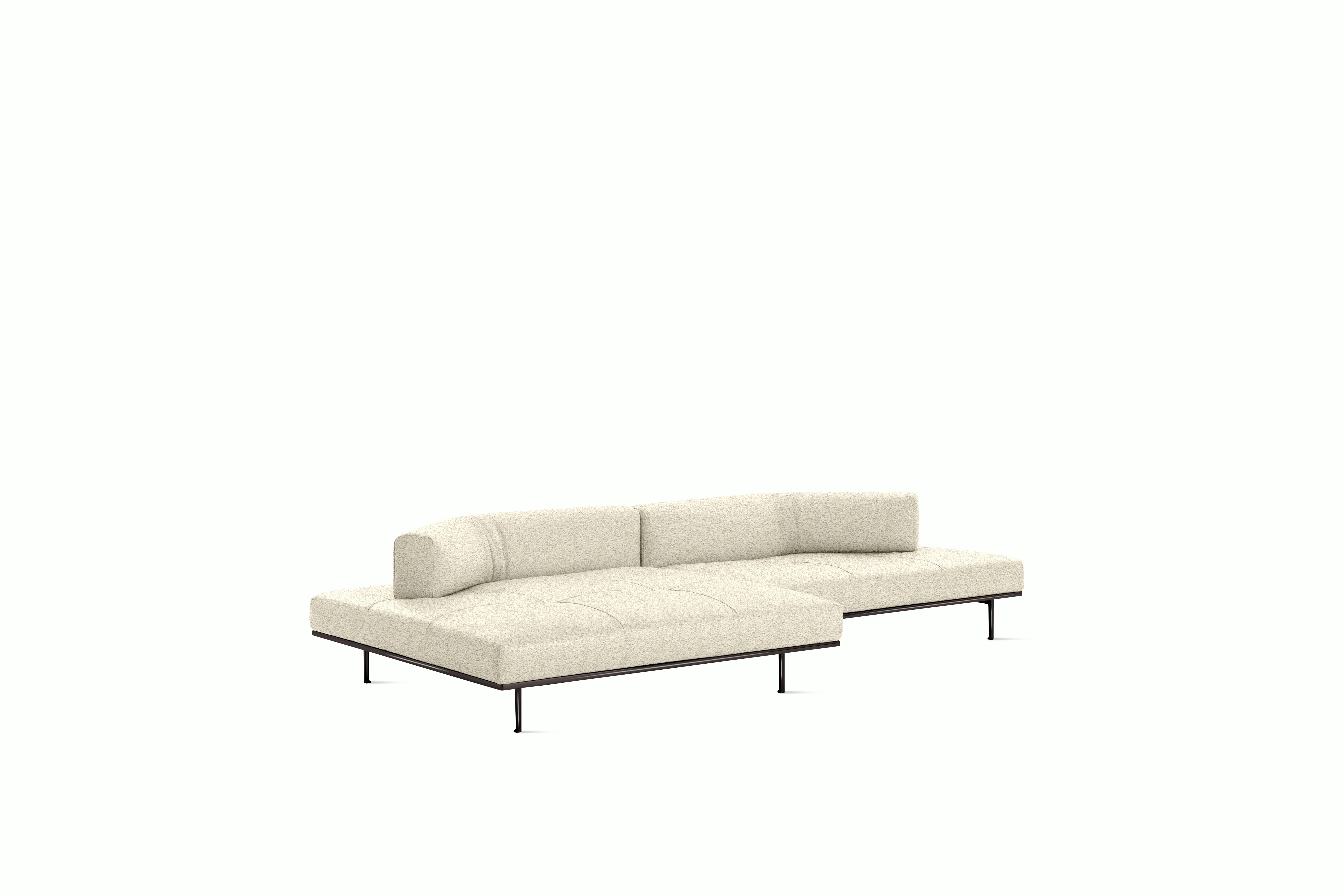 Matic Sectional- MH12 Config - Chaise Sectional,  Right,  Quilted,  Curly,  White,  Charcoal