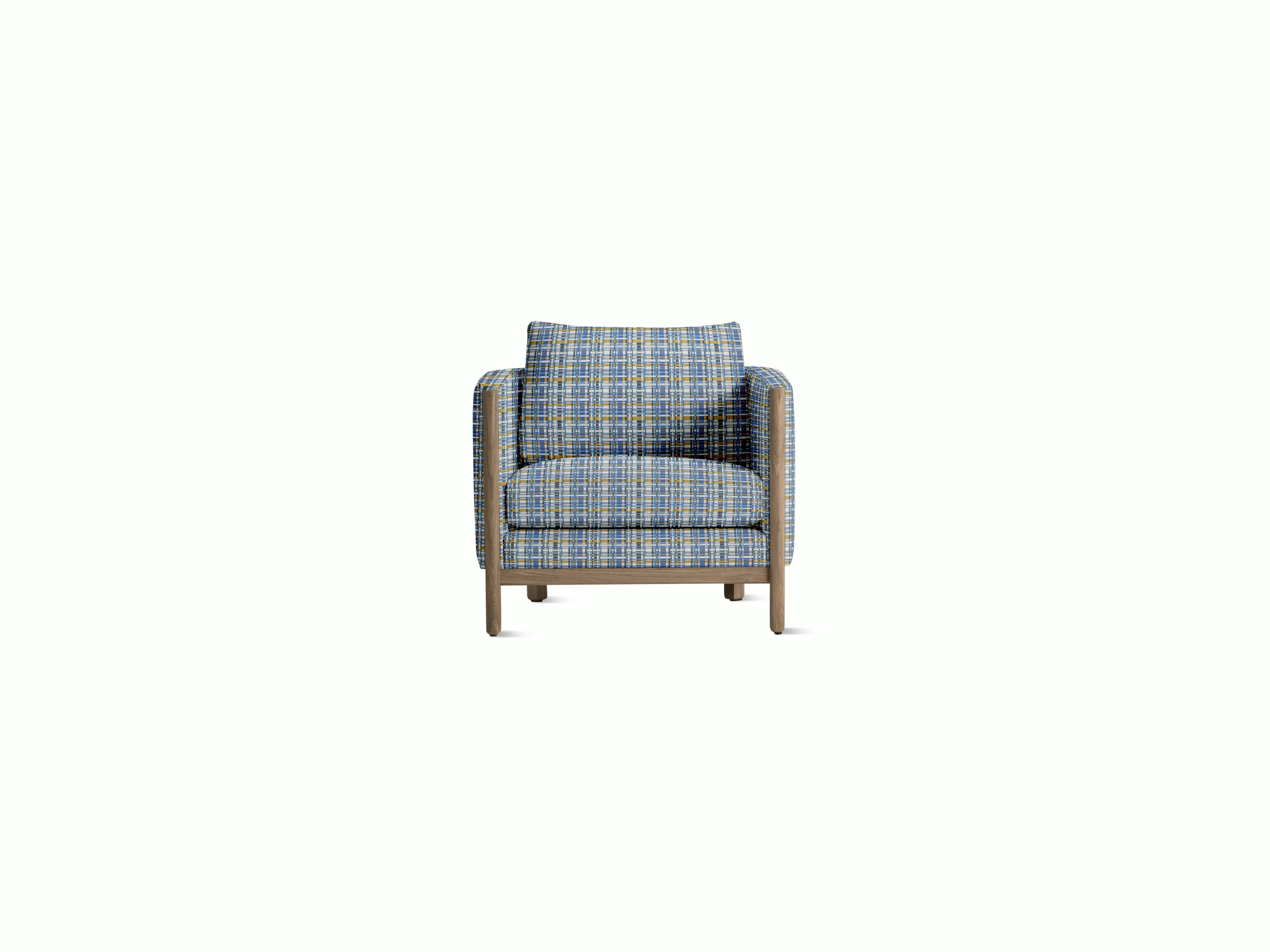 Emmy Armchair - Stepped Plaid,   Well,   Oak Base