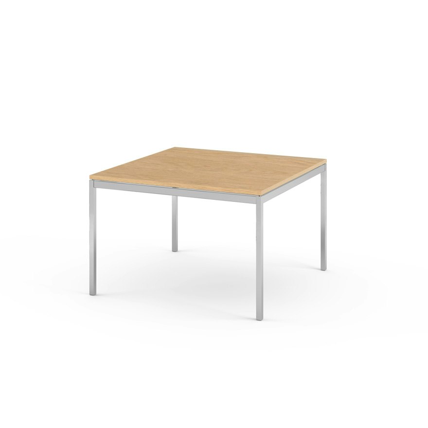 Florence Knoll Square End Table  - 29.5, Light Oak, Polished Chrome