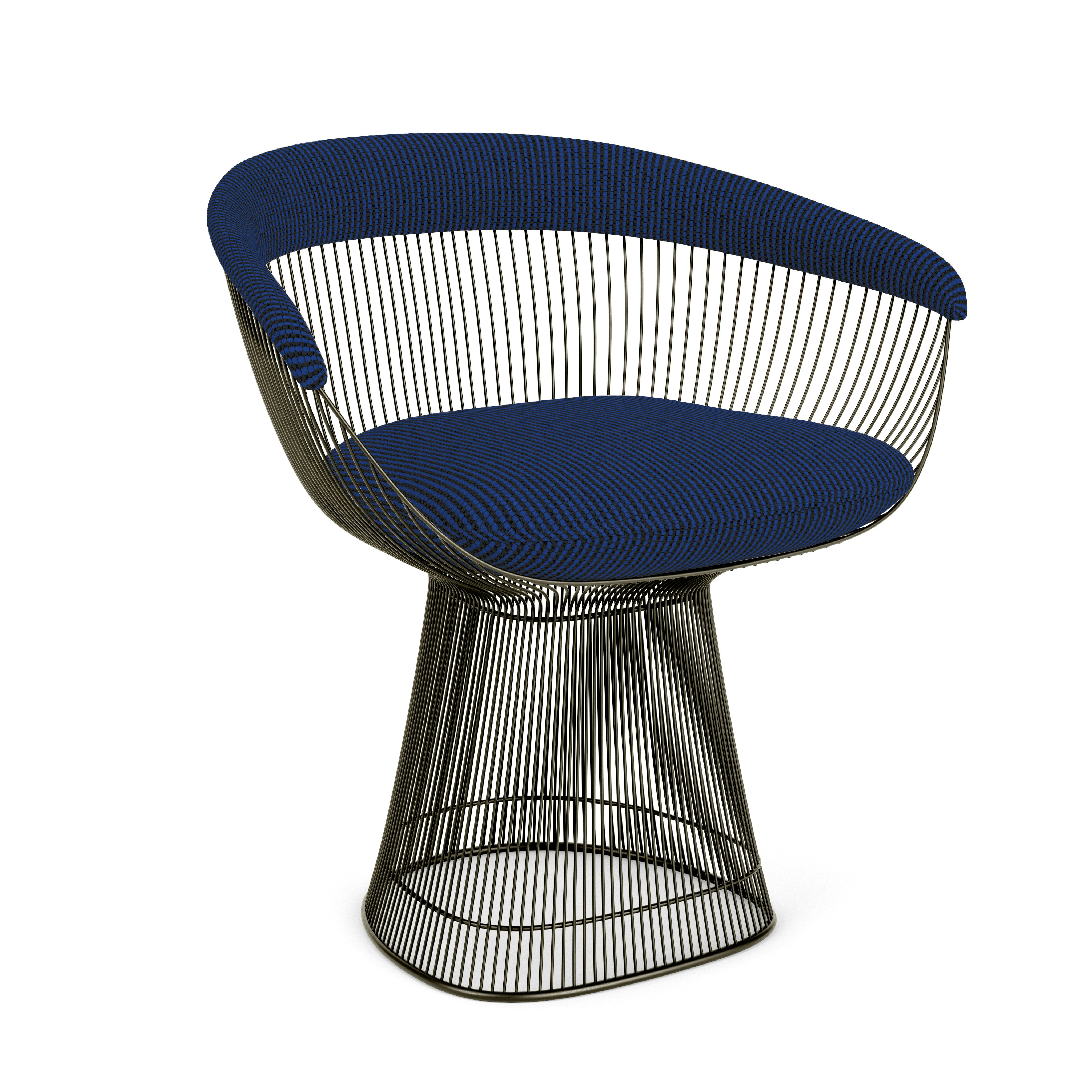 A Platner Armchair in Lazuli Metallic Bronze viewed from an angle.