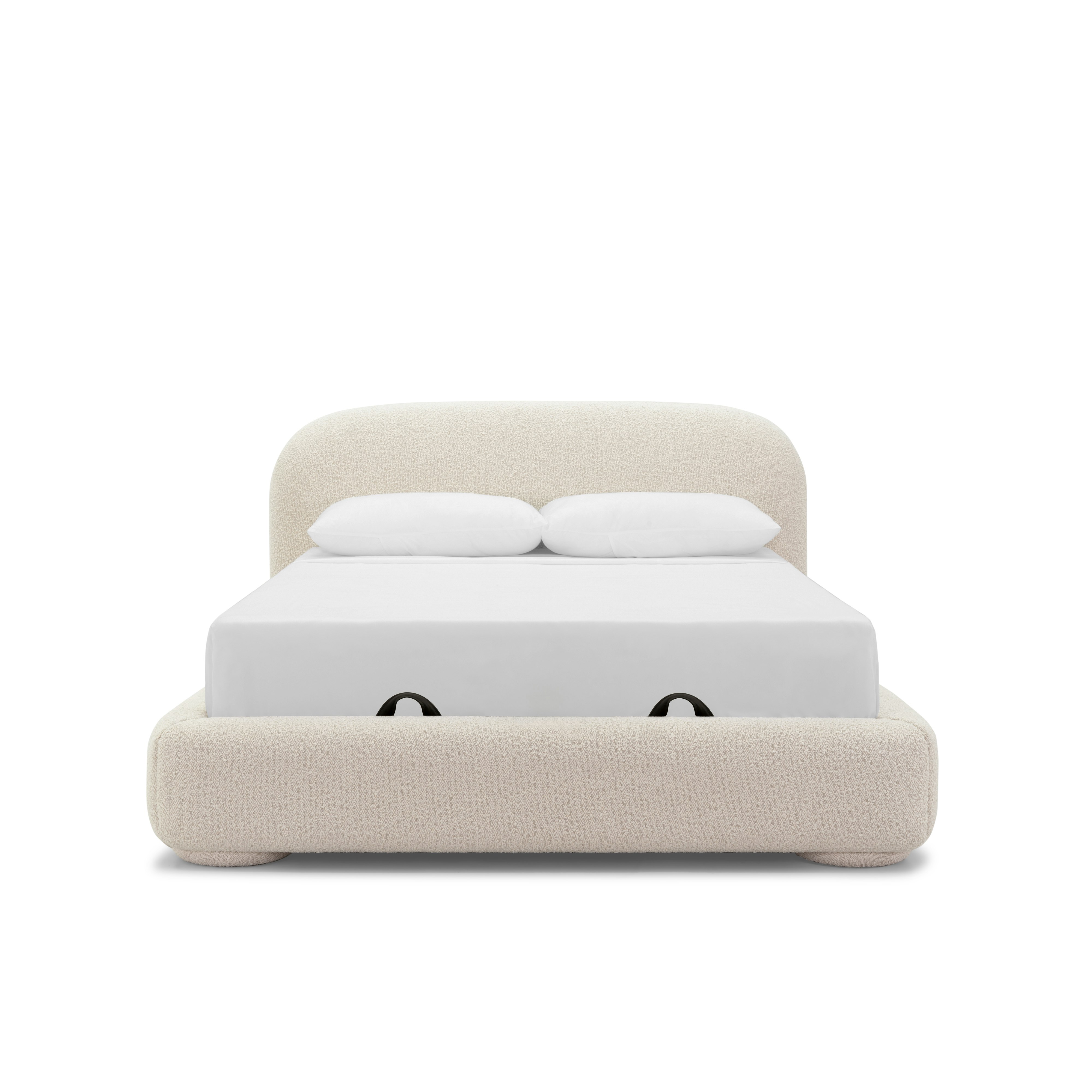 Lull Bed - King, Storage, Fabric, Bronte, La Cr&egrave;me