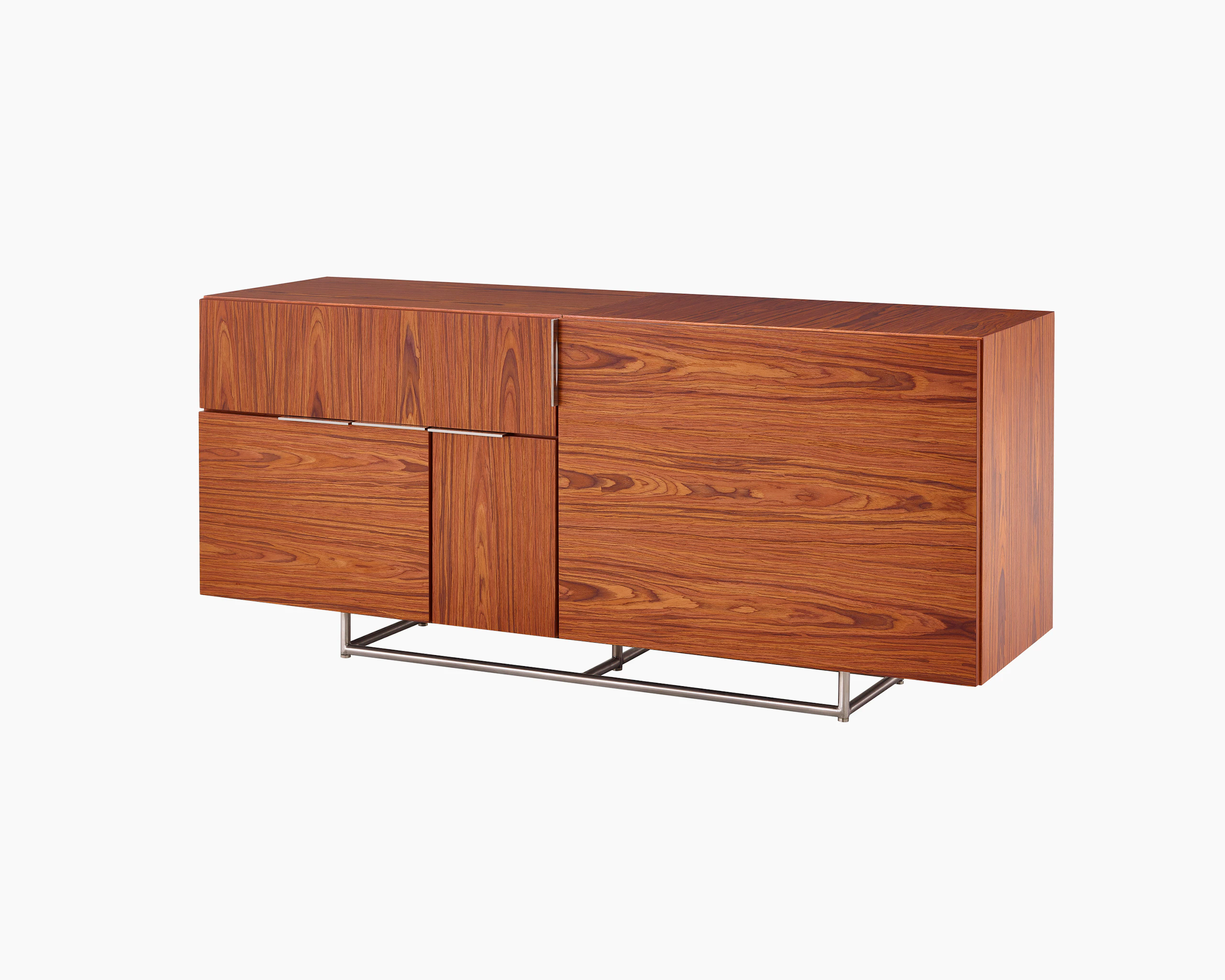 A Domino Storage credenza with a wood veneer finish.
