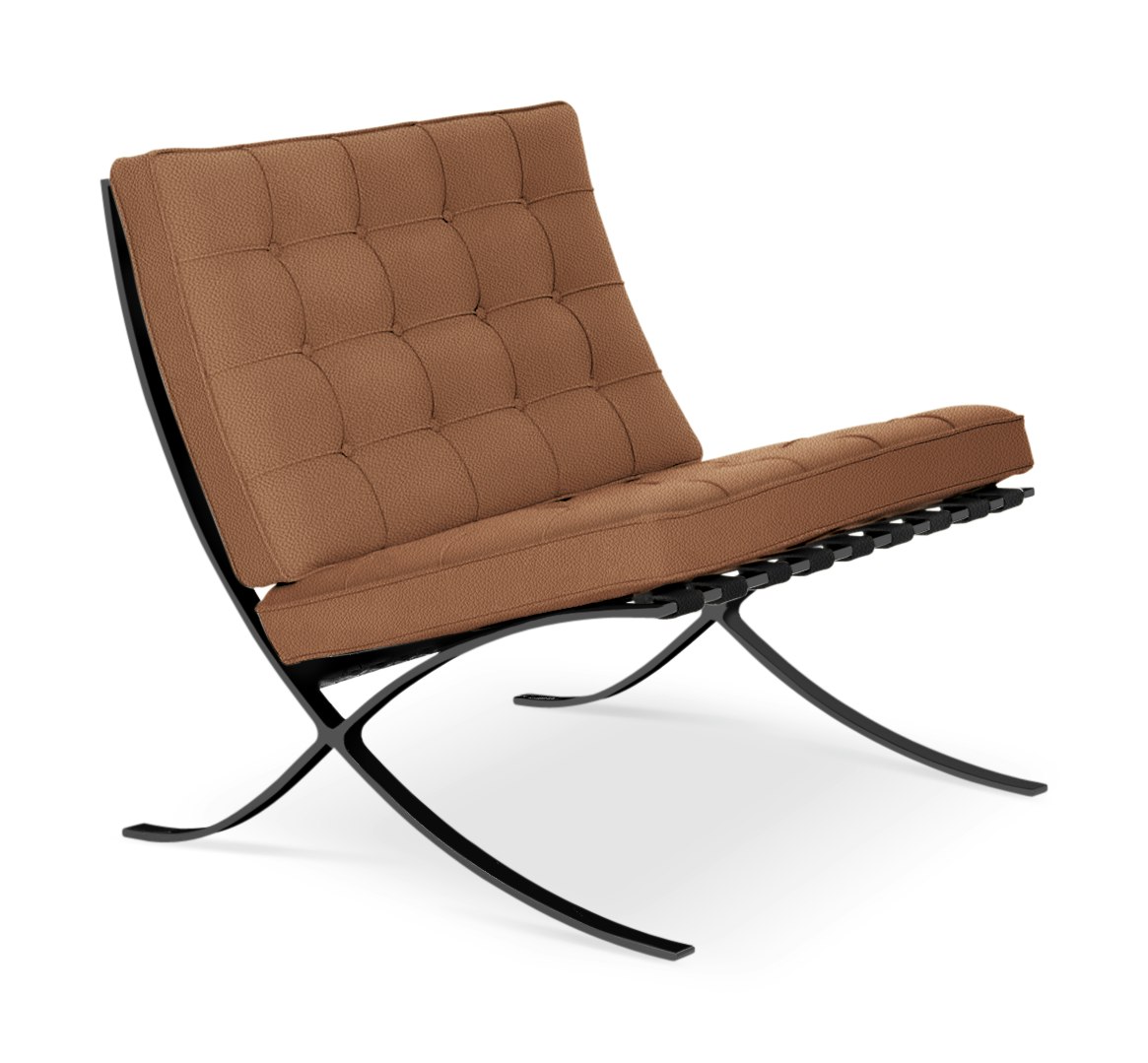 Barcelona Chair in Volo Leather,  Tan,  Black