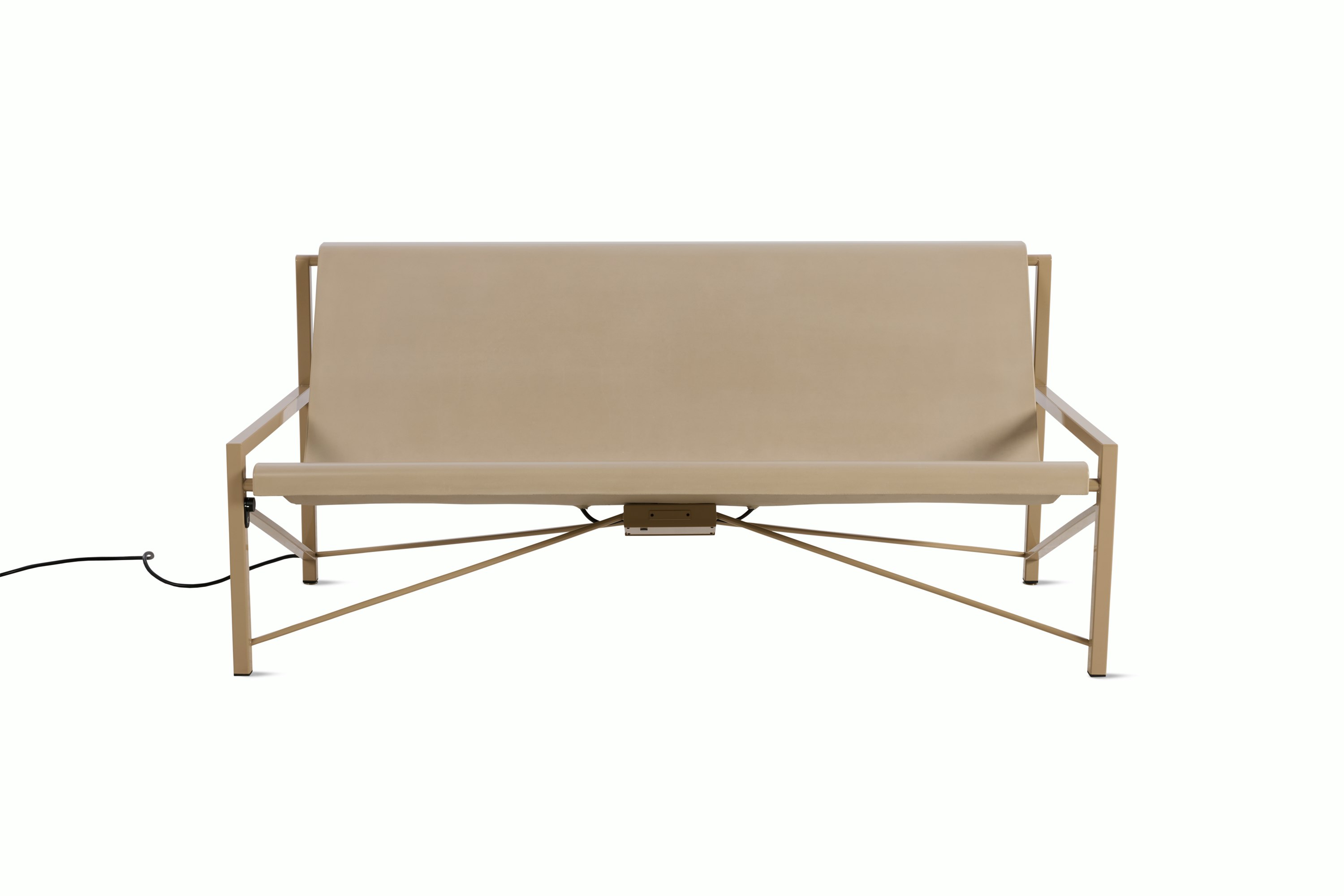 A Evia Lounge Bench in Pumice viewed from the front.
