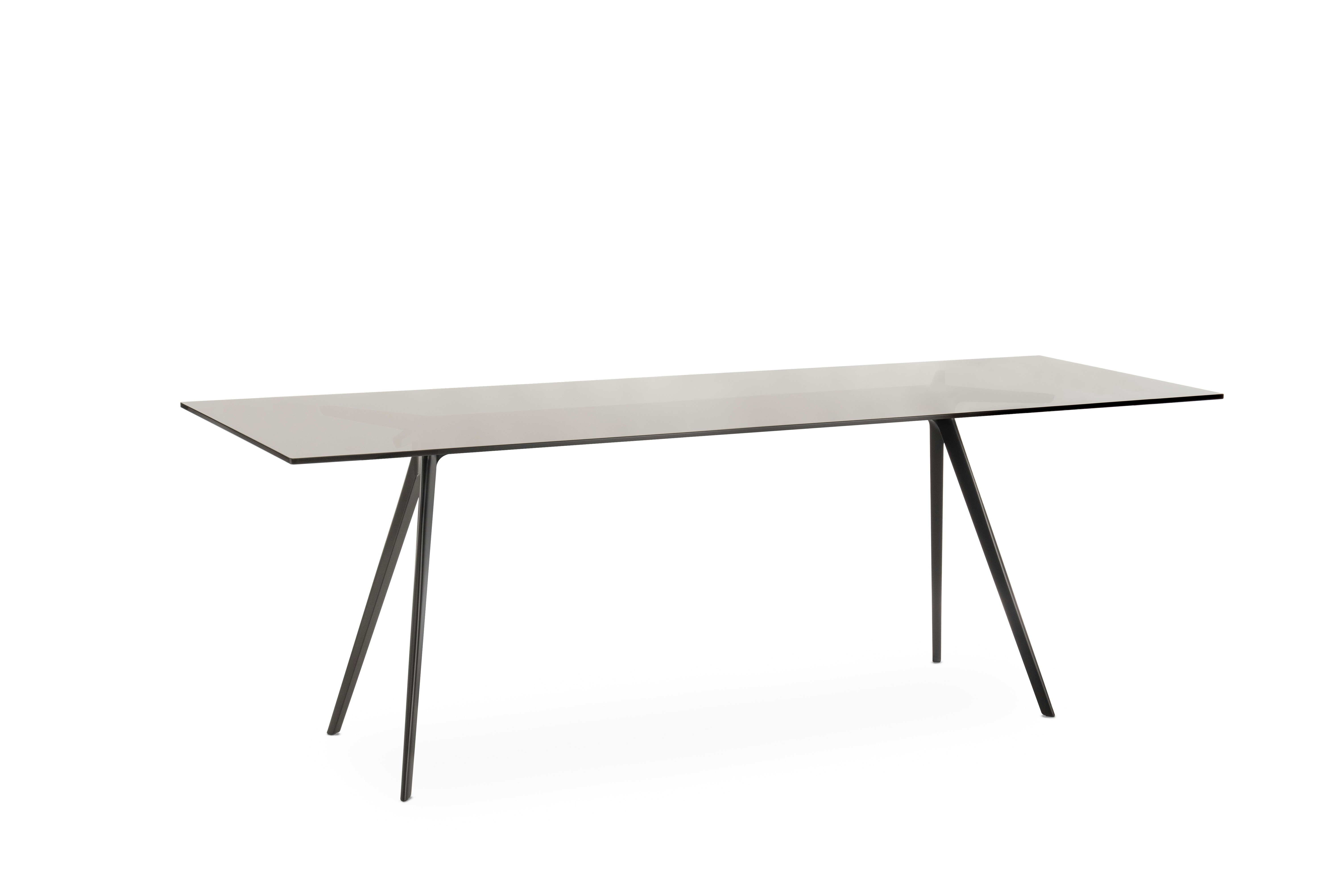 Baguette Table - 33 x 80,  Smoke Grey Glass and Black