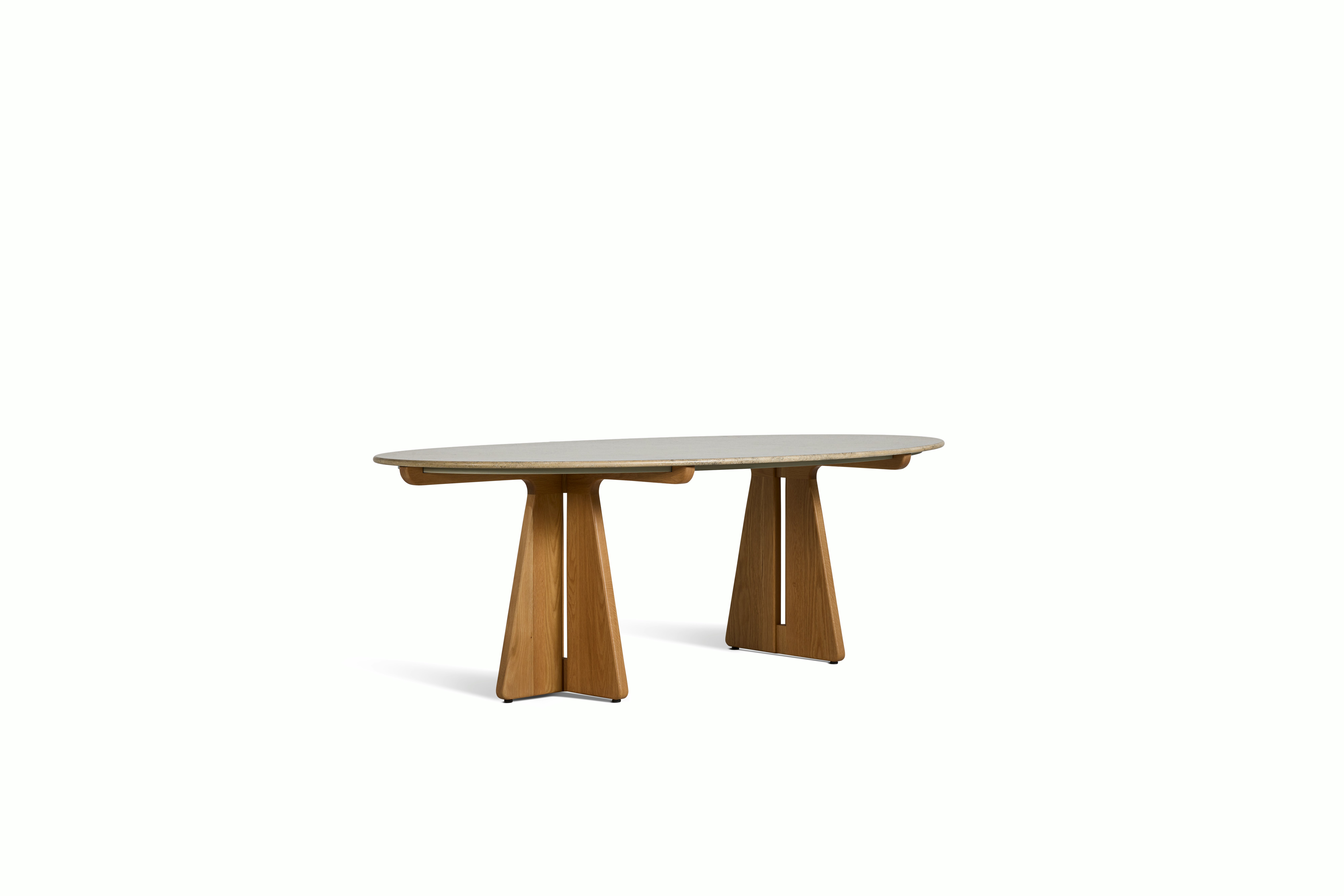 Pinna Dining Table - Oval, 90 Inch, Jura Blau, White Oak