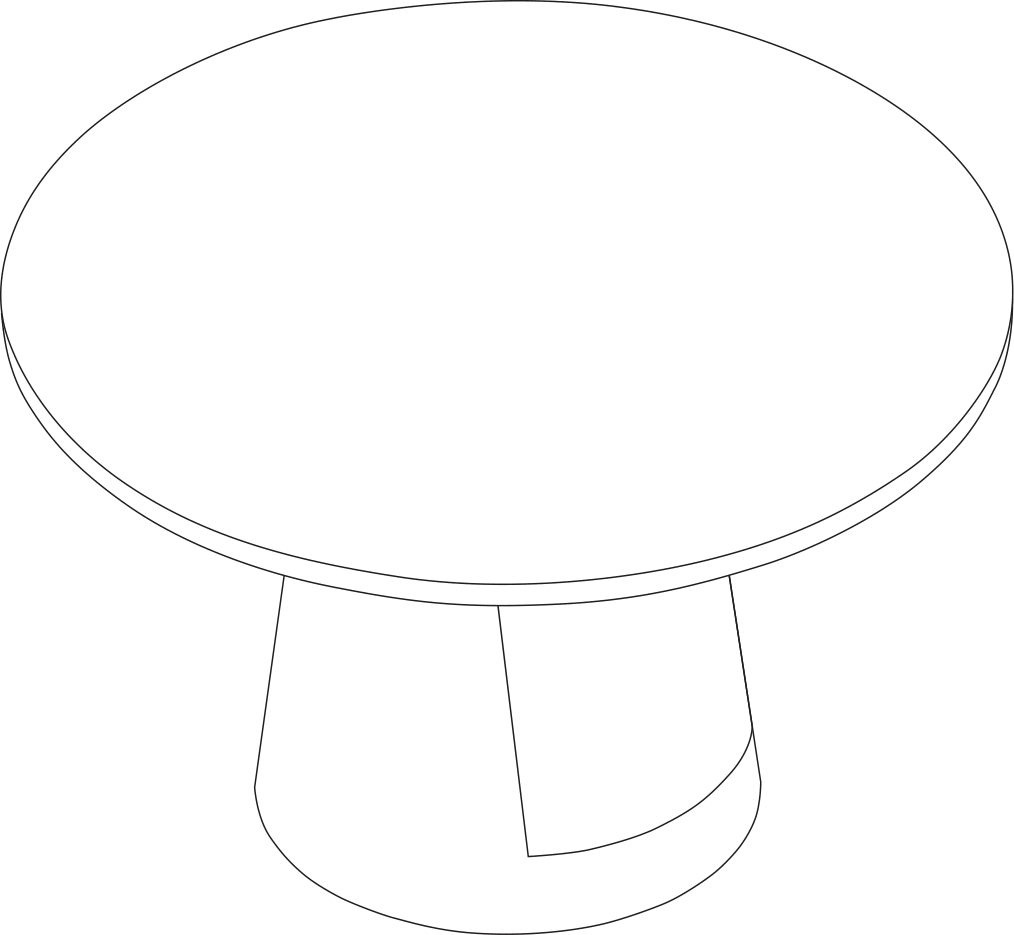 A line drawing - JD Meeting Table | Round Top | Round Tapered Base