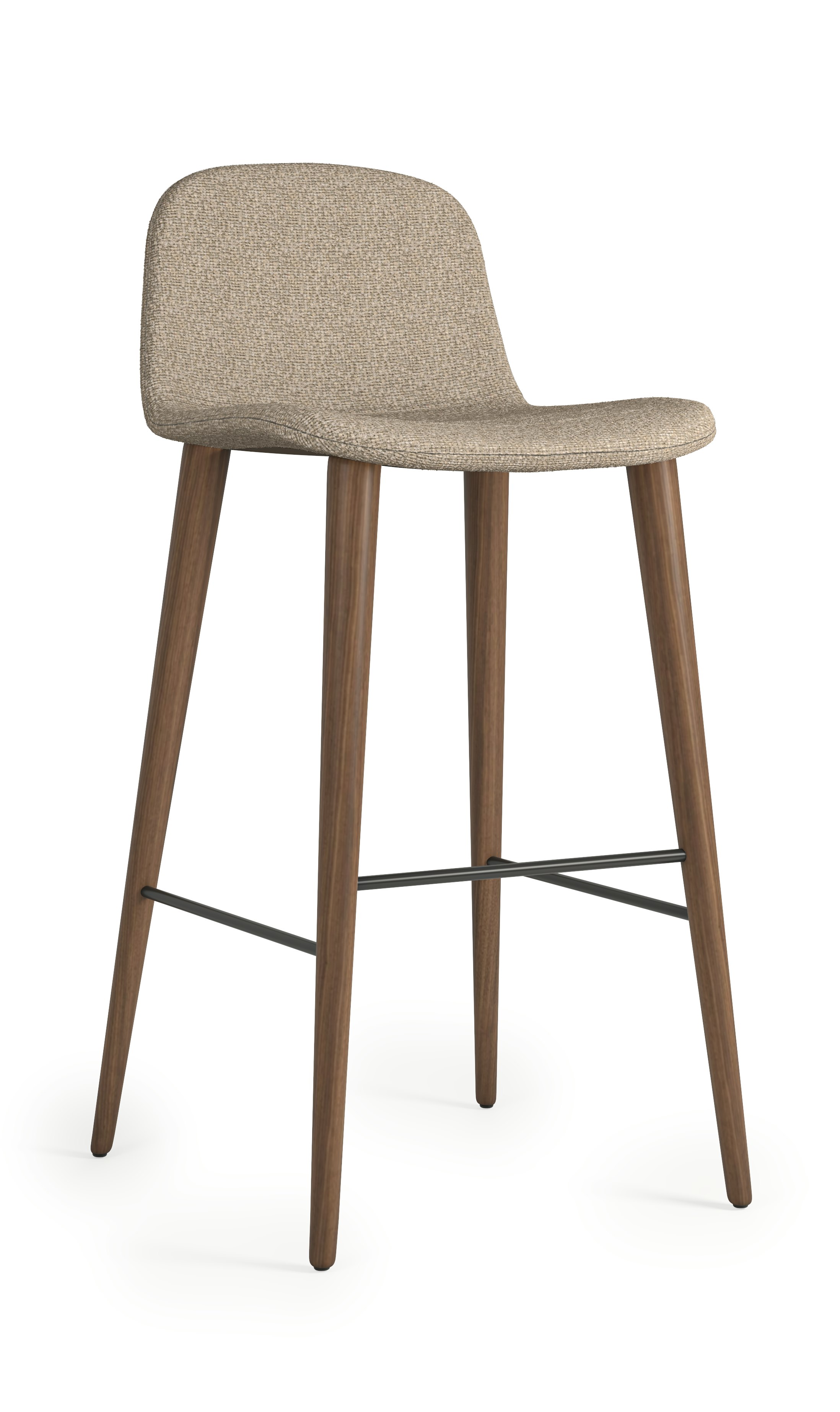 Bacco Stool - Bar Height, Melange, 401 Gypsum, Walnut