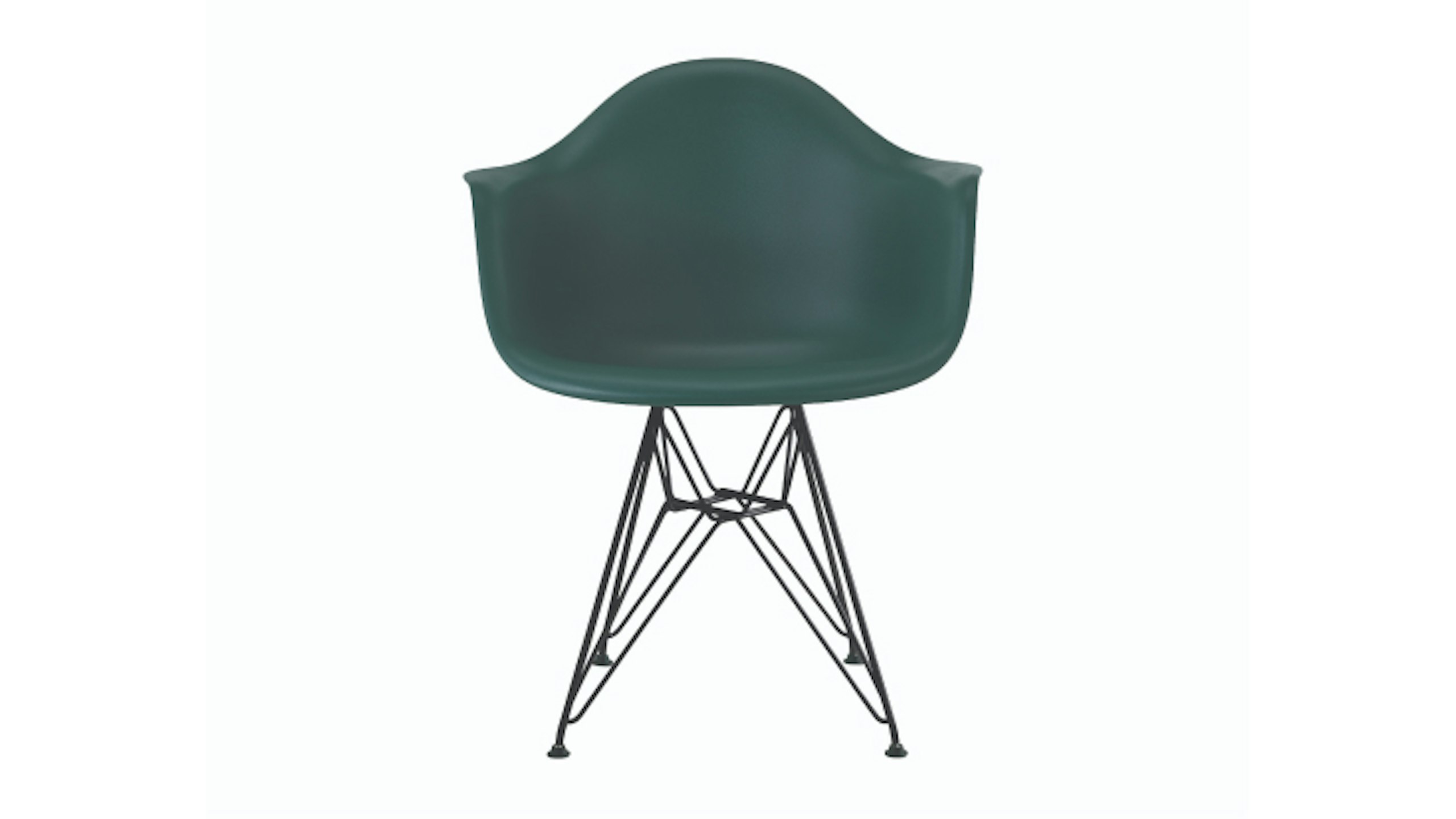 Green Eames Molded Plastic Armchair by Herman Miller.