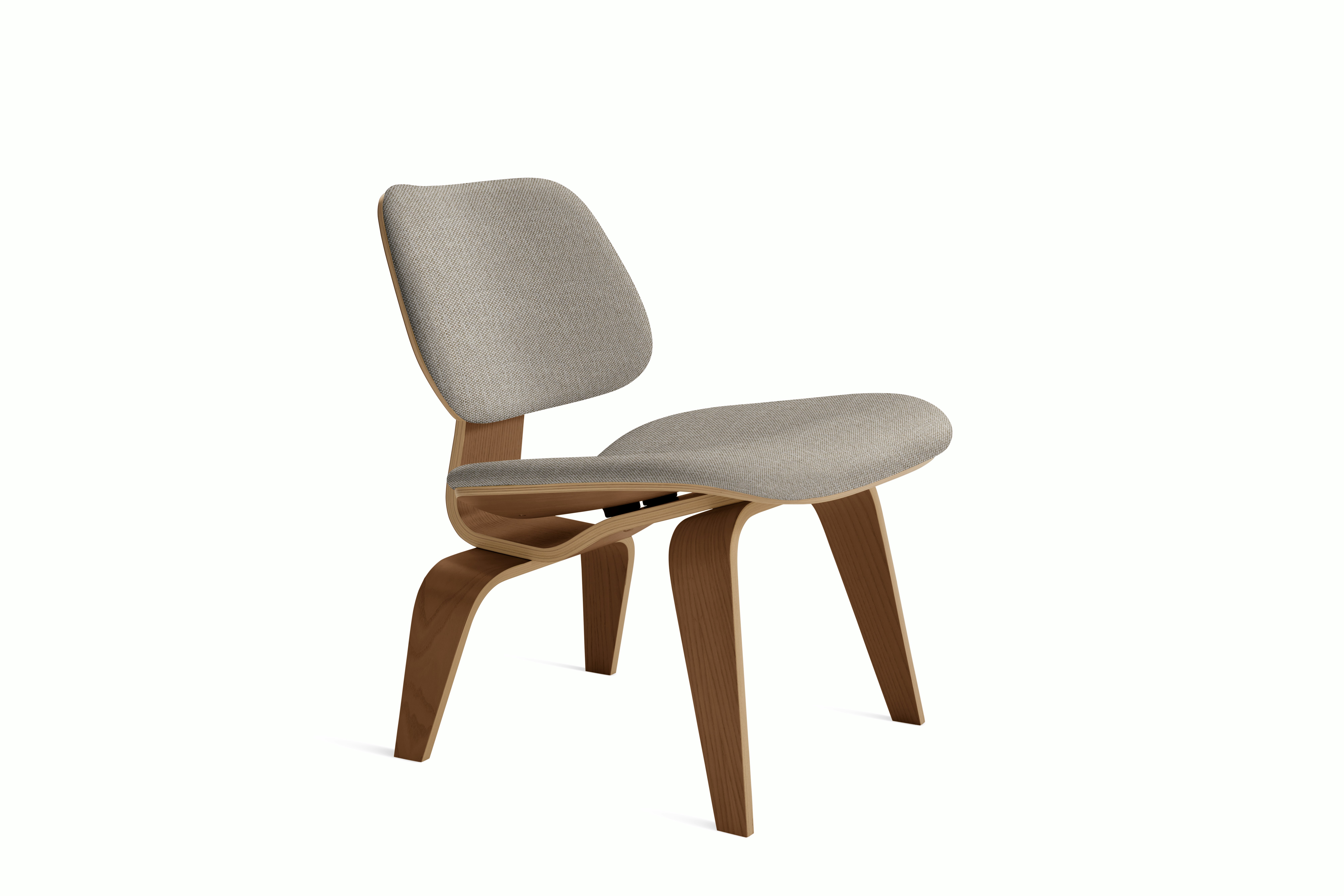 Eames Molded Plywood Lounge Chair Wood Base (LCW), Upholstered