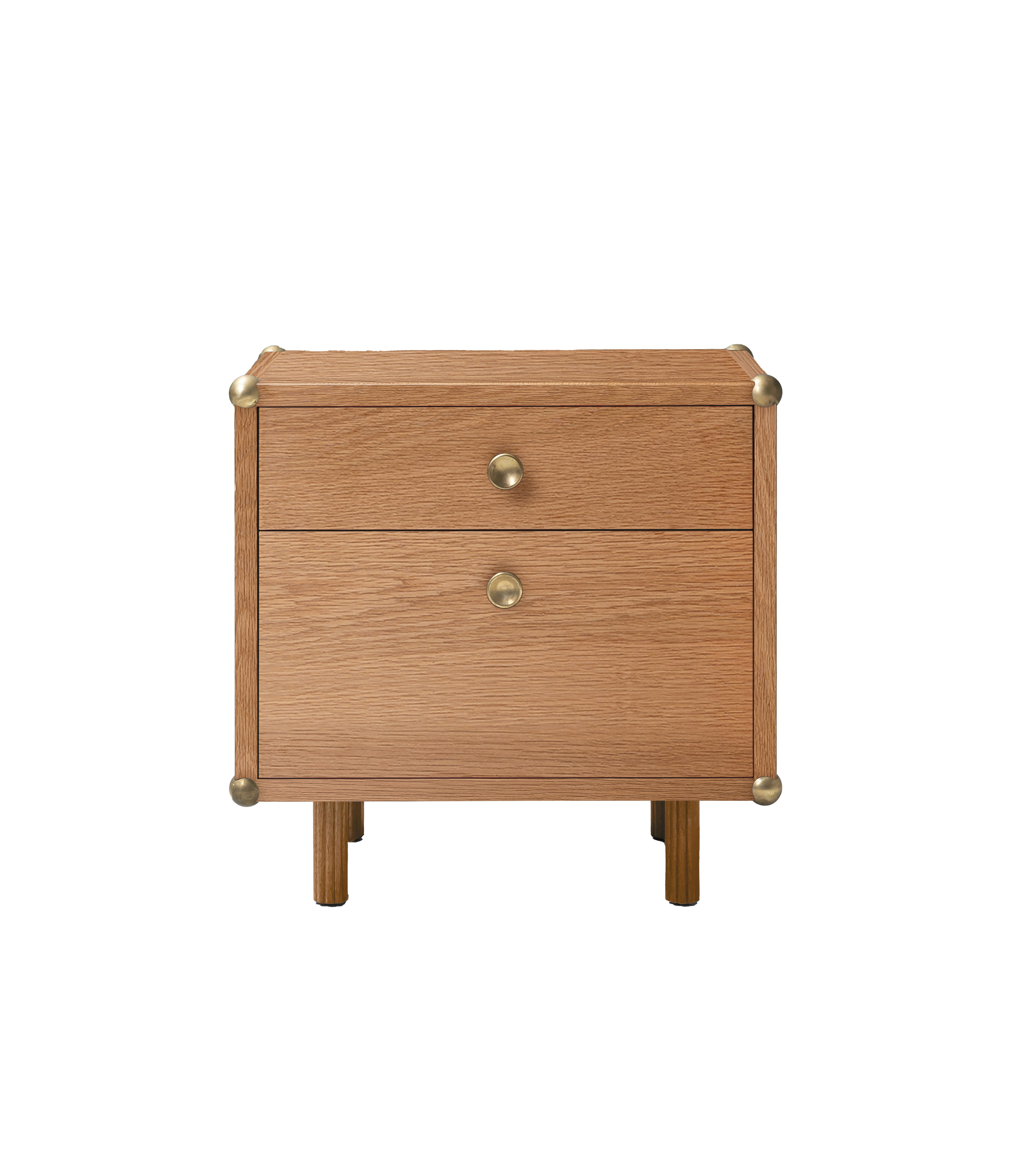 Lafayette Bedside Table - White Oak, Unlacquered Brass