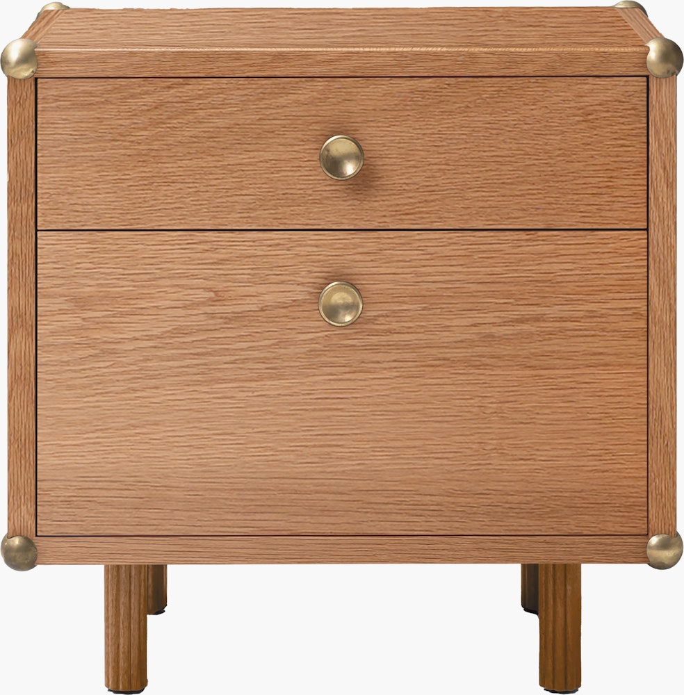 Lafayette Bedside Table - White Oak, Unlacquered Brass