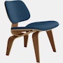 Eames Molded Plywood Lounge Chair Wood Base (LCW) - Upholstered,  Walnut Frame Mode - Denim