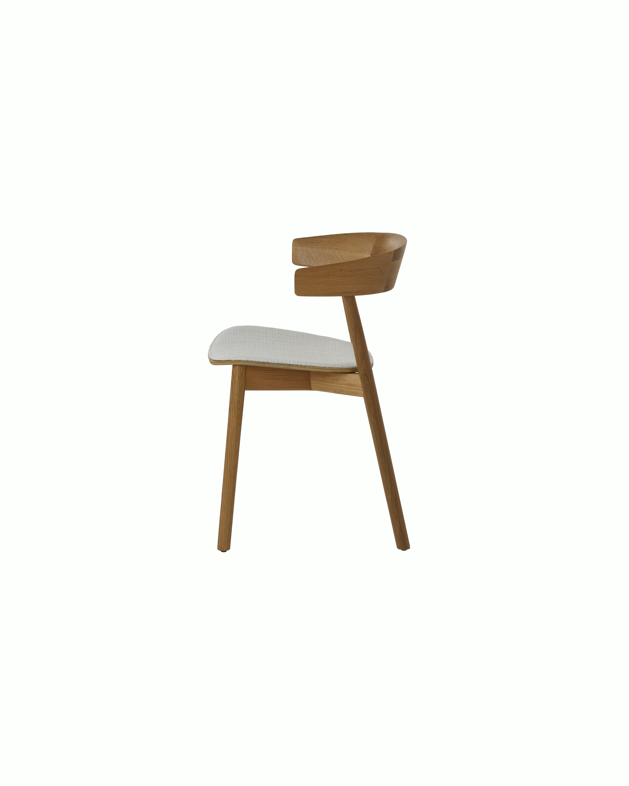 Leeway Chair by Keiji Takeuchi for Geiger, front view on a white sweep.
