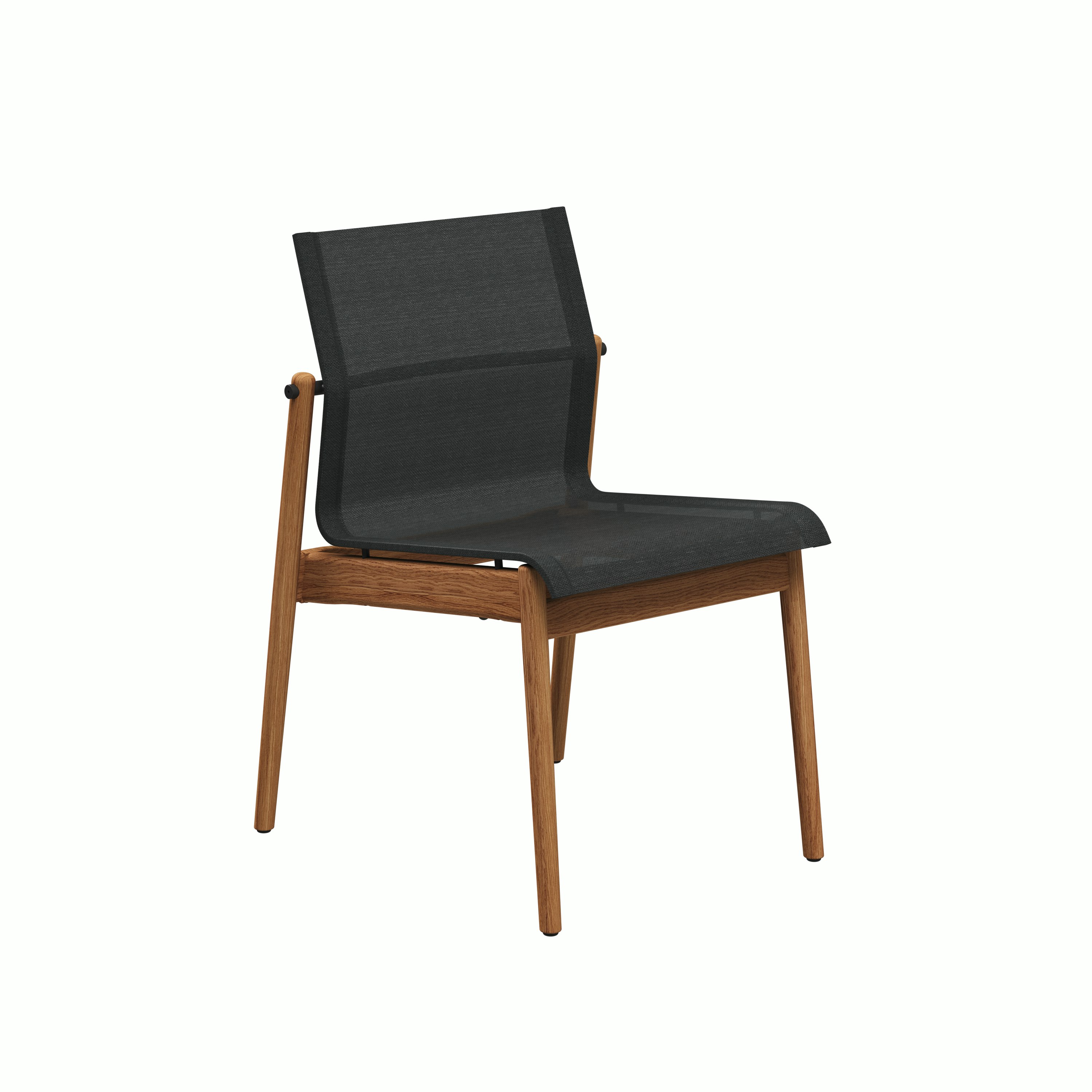 A Sway Dining Chair in Meteor Frame Viewed from an angle.