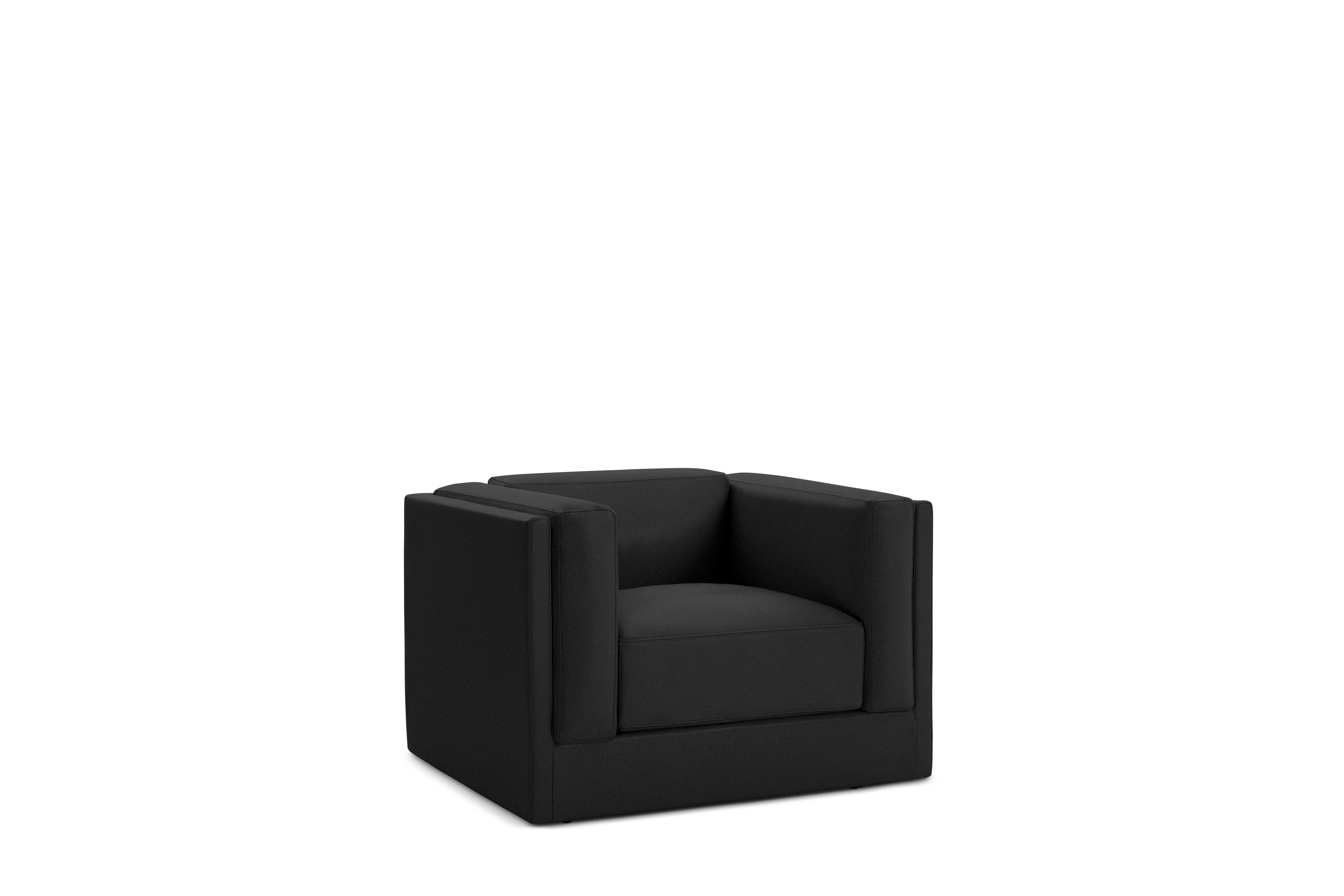 Symme Armchair - Leather Frame,  Prone Leather,  Obsidian,  Prone Leather,  Obsidian