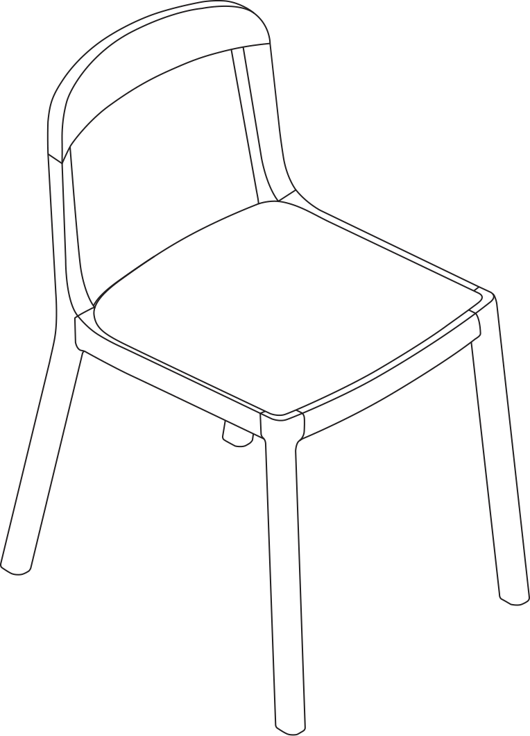 A line drawing - Lijn Side Chair | Open Back | Wood Seat