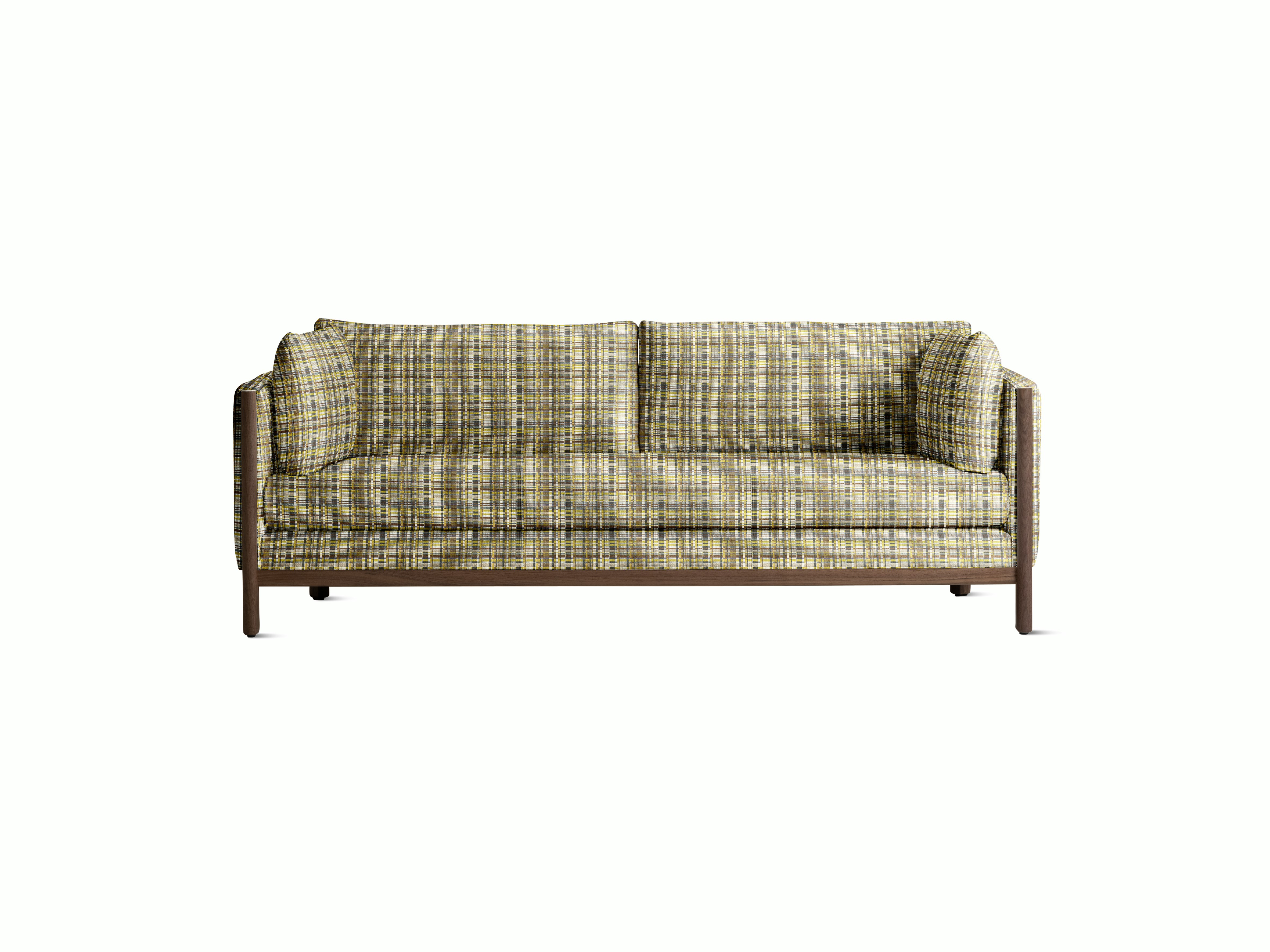 Emmy 80 Sofa - Stepped Plaid,   Trail,   Walnut Base