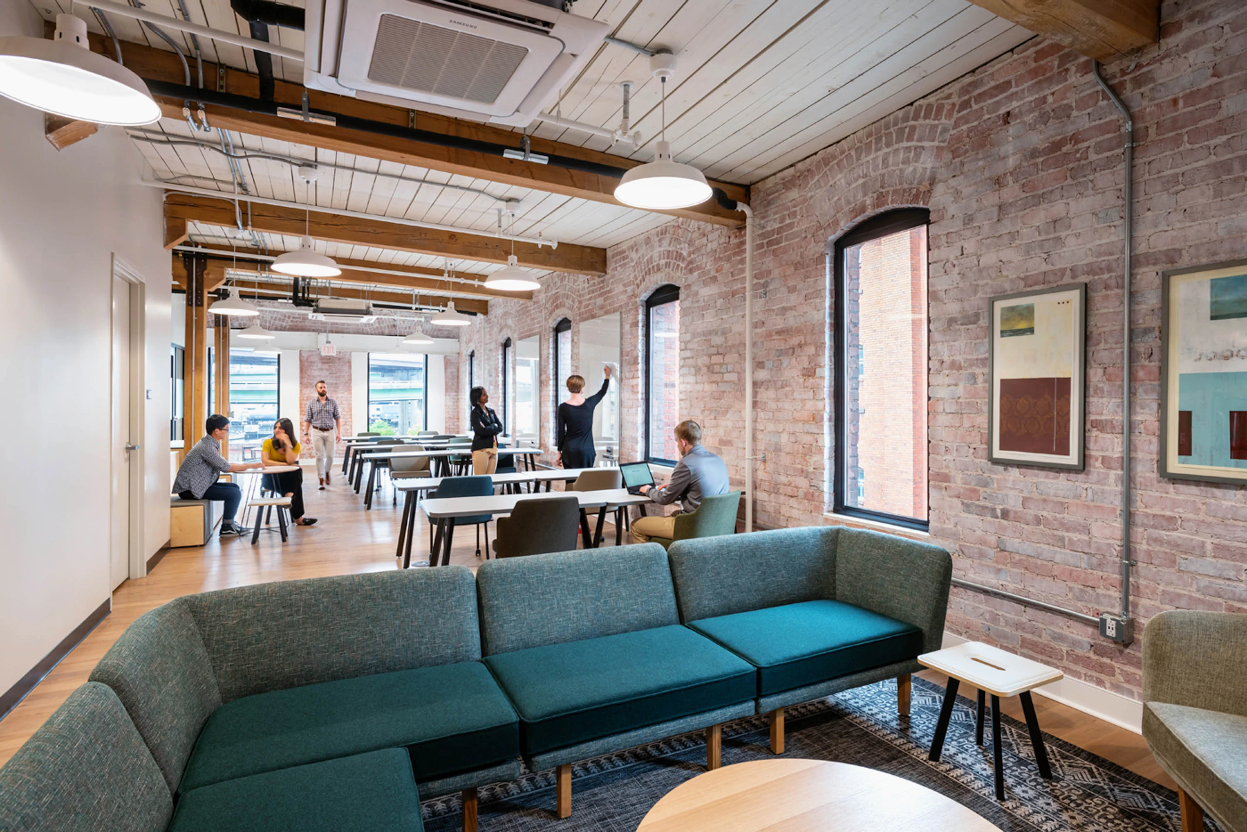 rockwell unscripted easy table modular sofa easy stool lounge space remix side chairs touchdown space coworking space