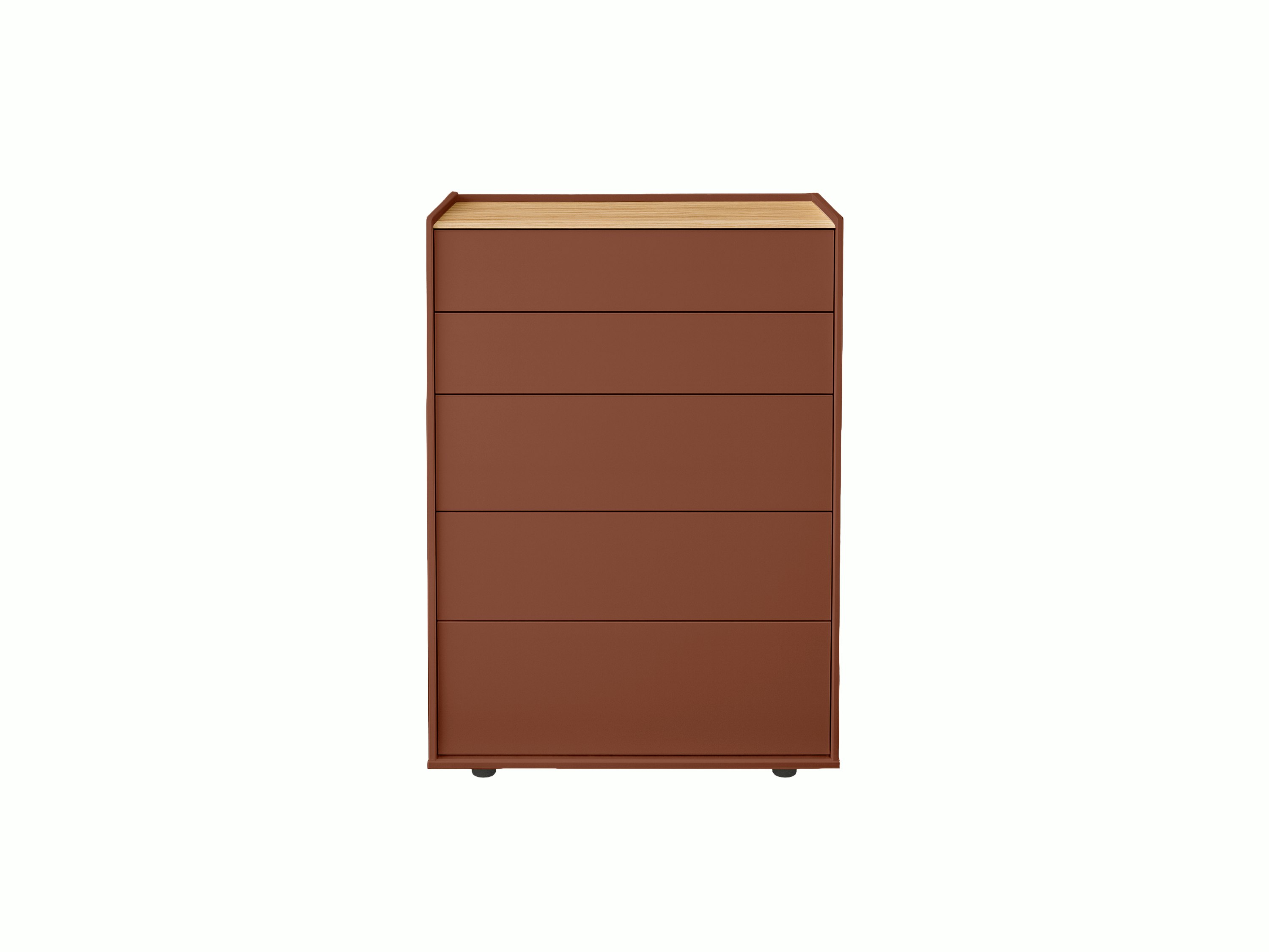 A Bera Dresser in indian, organicoak viewed from the front.