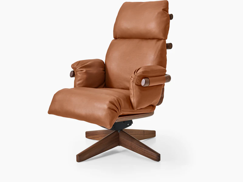 Ramus Lounge Chair - Comfort Leather, Chestnut Brown, Walnut, Gunmetal