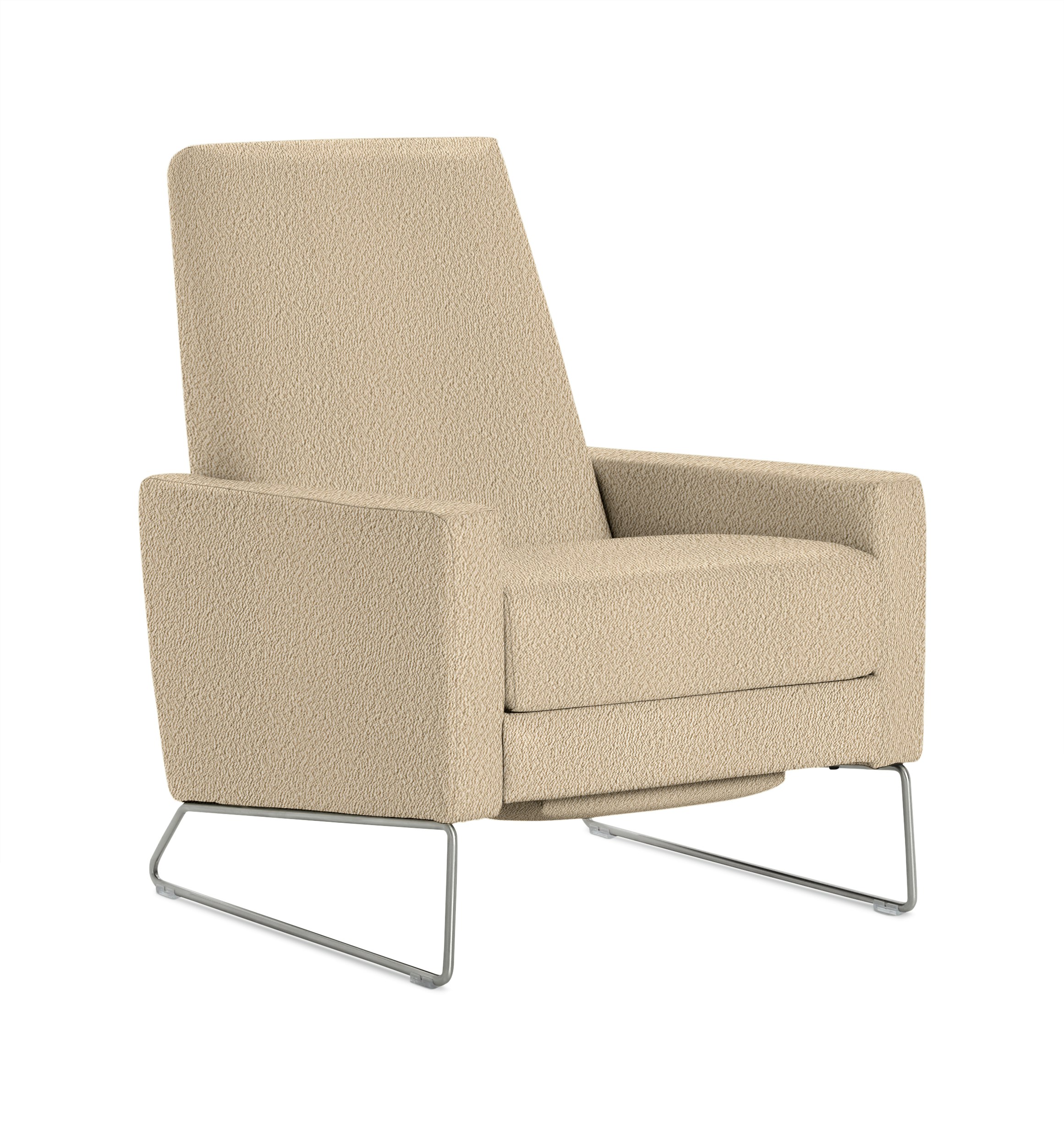 A Flight Recliner in Sand viewed from an angle