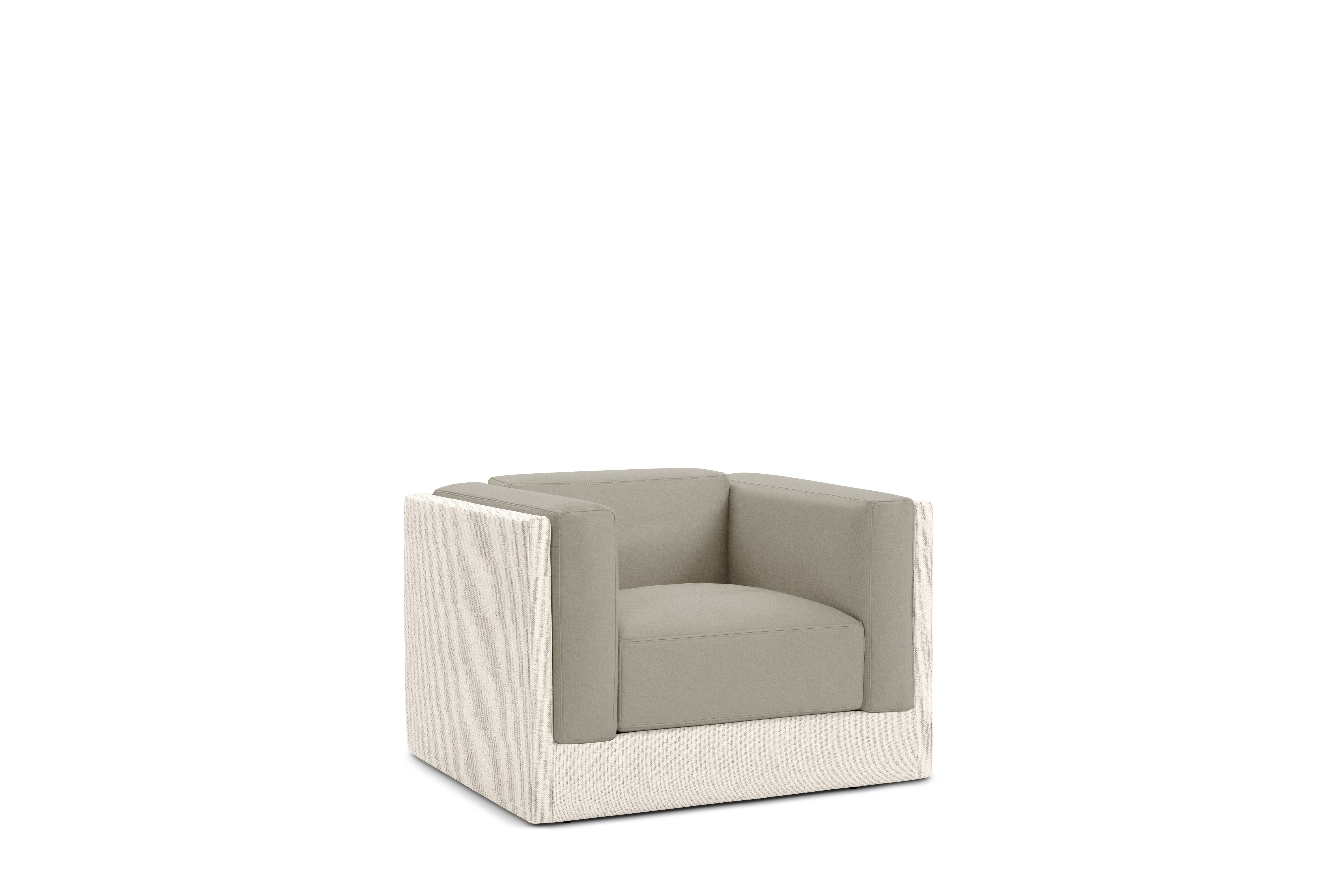 Symme Armchair - Fabric Frame,  Pebble Weave,  Ecru,  Pecora,  Graham