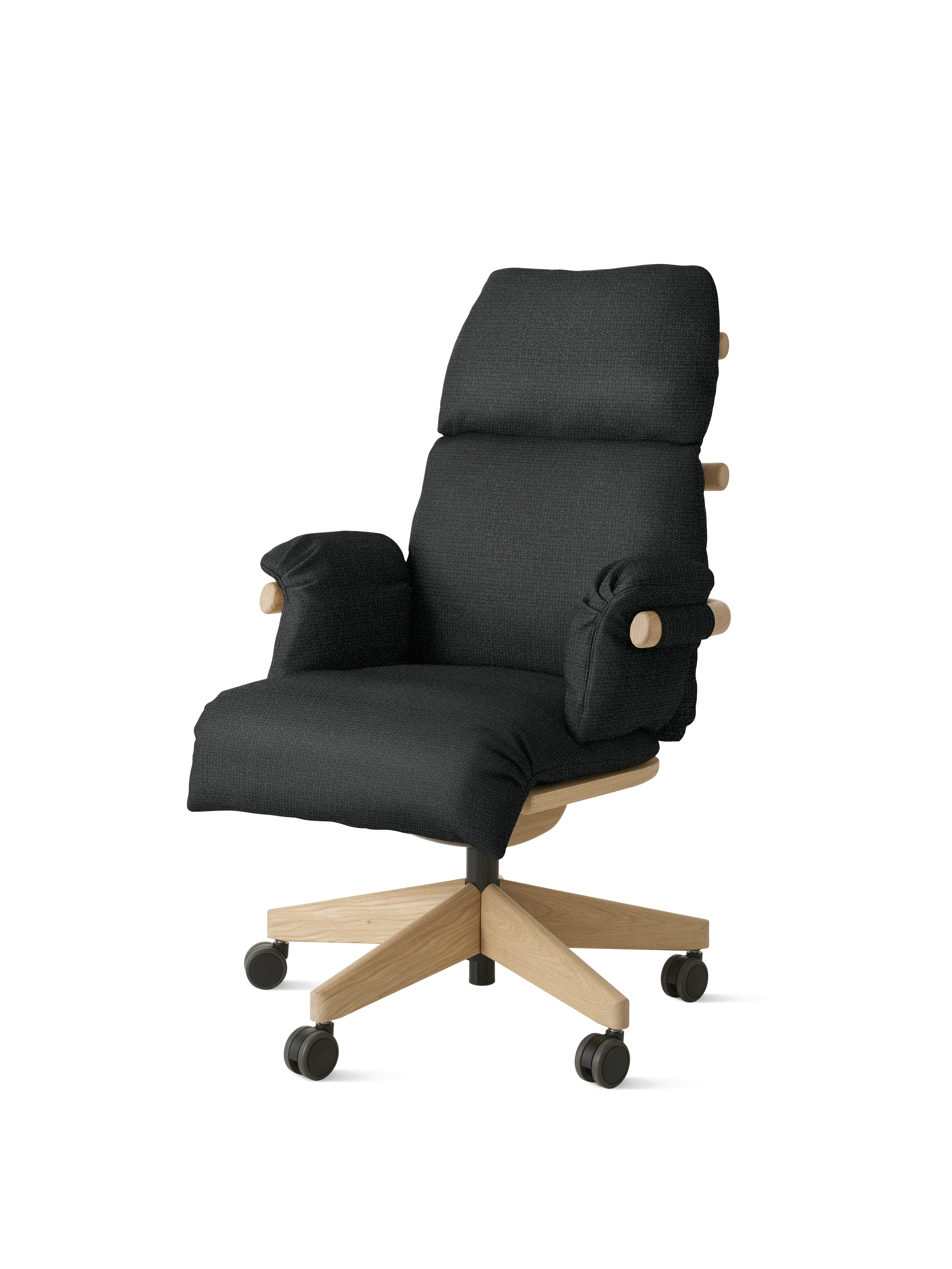 Ramus Chair - High Back,  Pebble Weave,  Cinder,  Oak