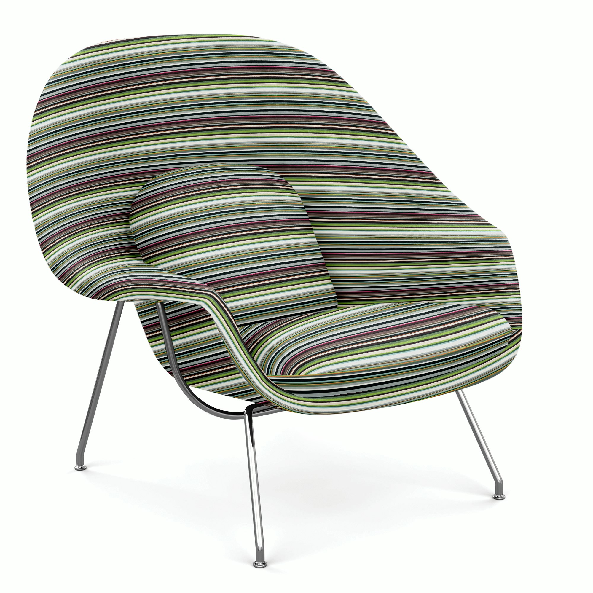 Womb Chair - Standard,   Maharam Stripes,   Modulating,   Polished Chrome
