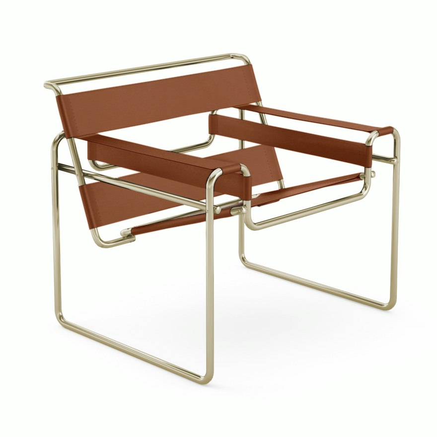 Wassily Chair - cognac,  gold