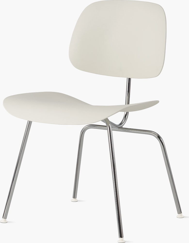 White and Chrome - Eames Molded Plastic Dining Chair (EC-127)