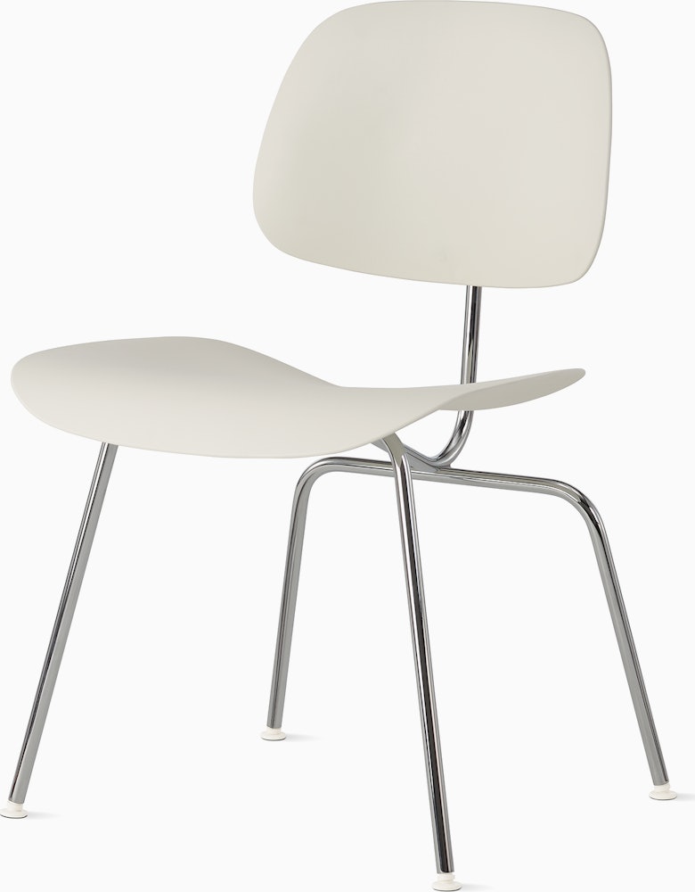 White and Chrome - Eames Molded Plastic Dining Chair (EC-127)