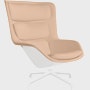 Striad Lounge Chair in High Back,  4-Star Swivel Base White,  Prone Leather,  Balsa with White Shell