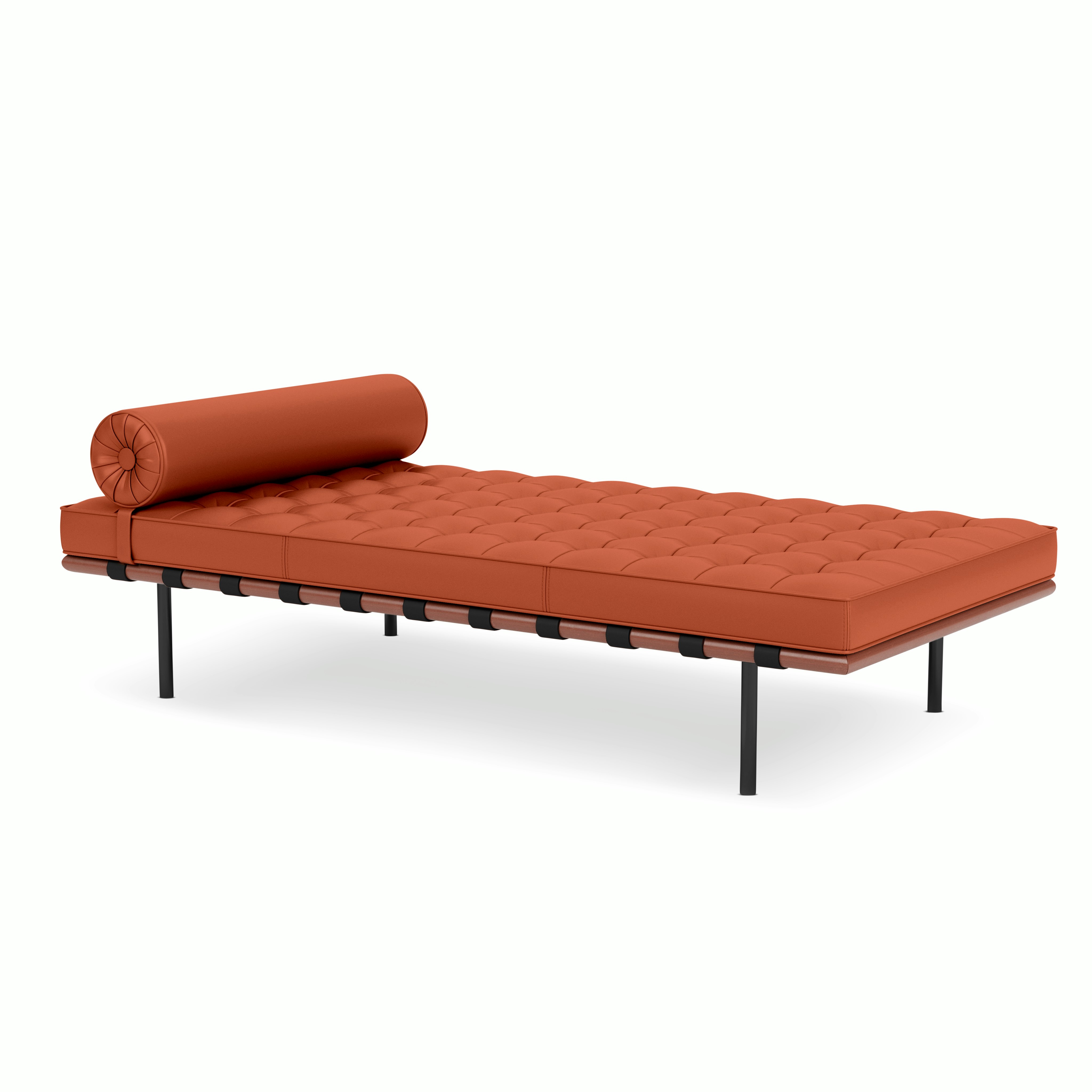 Barcelona Couch in Sabrina Leather,  Pumpkin,  Black