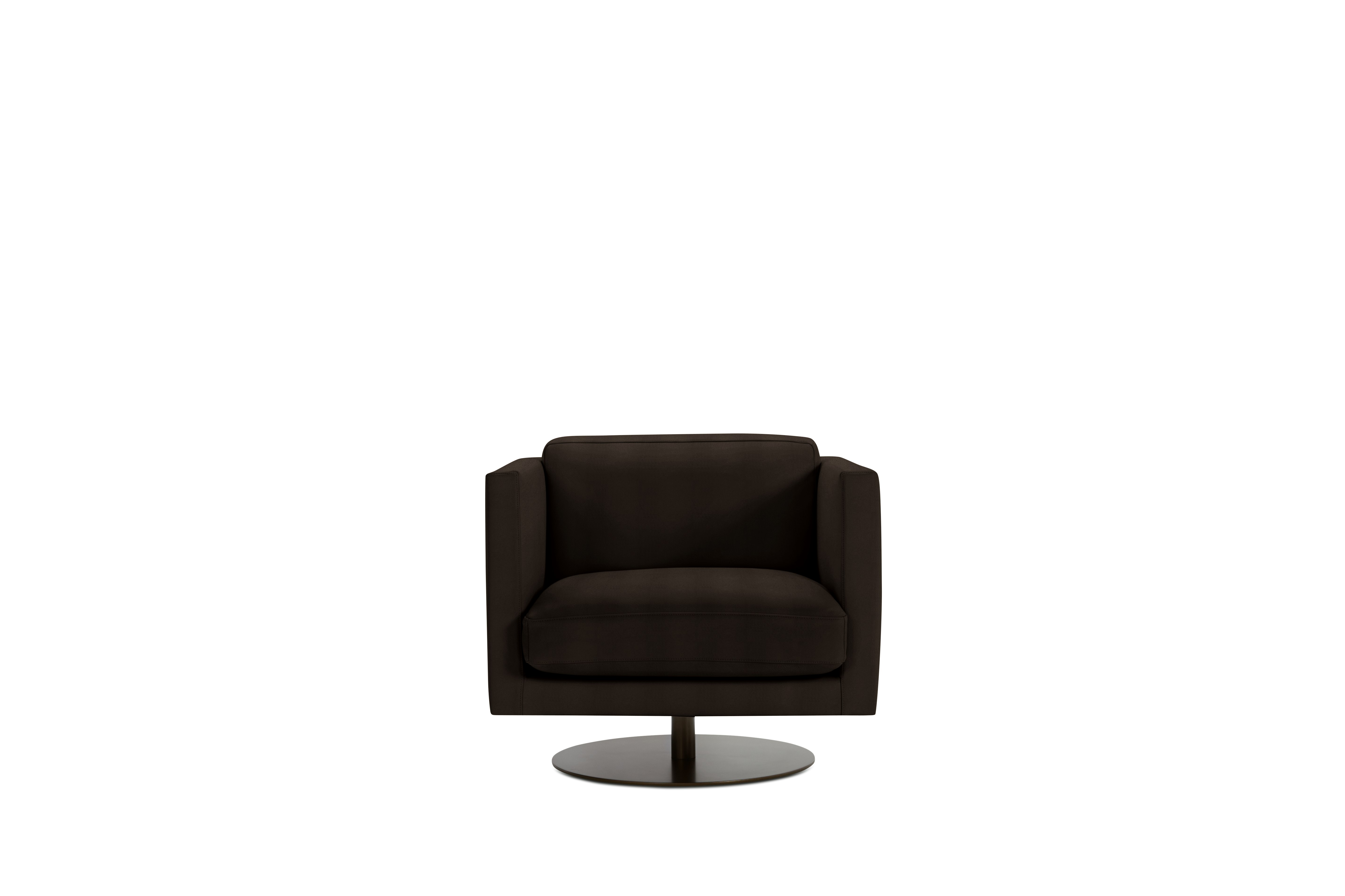 A Comolino Swivel Chair in Crypton Sintra Velvet: Mink viewed from the front.