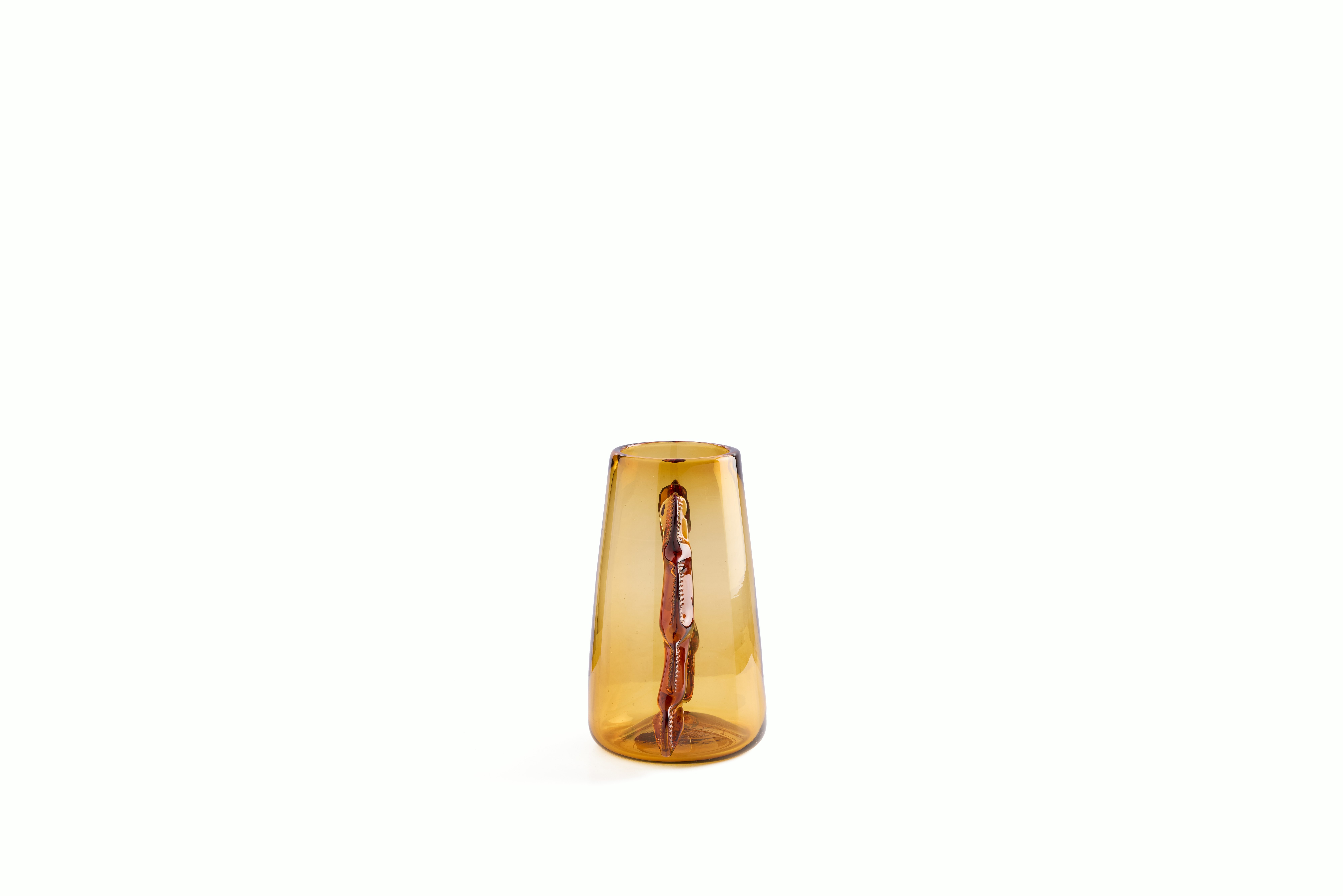 A Betta Vase in Amber viewed from the side.