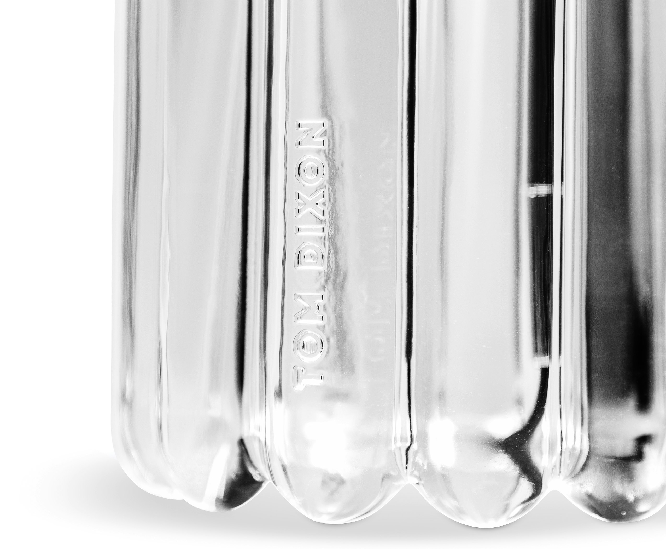 A detailed look at the Press Table Lamp in Clear Glass.