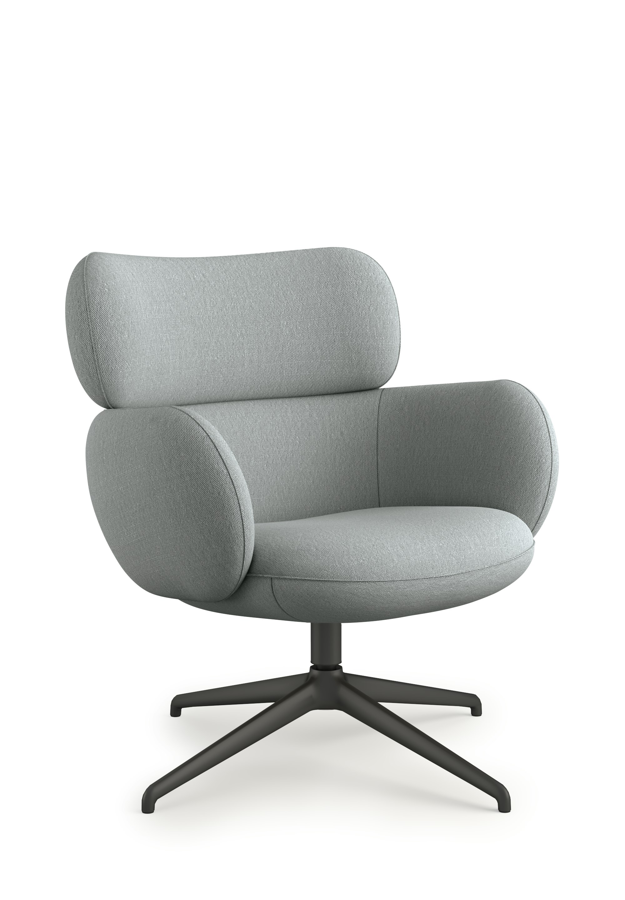Blis Swivel Chair - Black, Album Linen, Powder