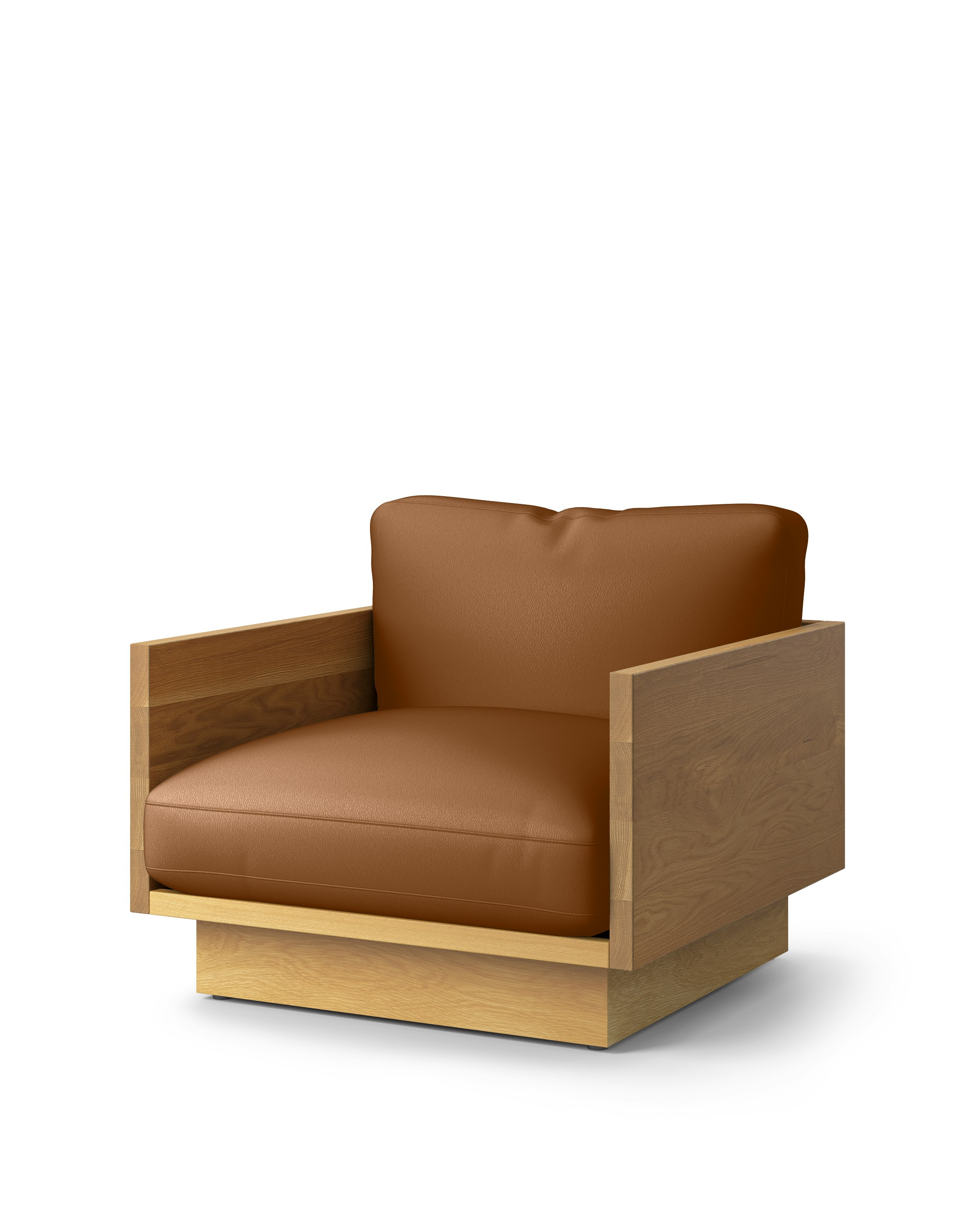 Pawson Drift Lounge Chair - Raise Leather, Sienna, White Oak